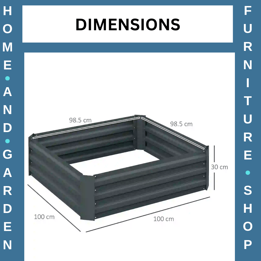 Set of 2 Galvanised Steel Raised Garden Beds Dark Grey Planters 100x100x30cm - Home and Garden Furniture Shop - #rustic - furniture#