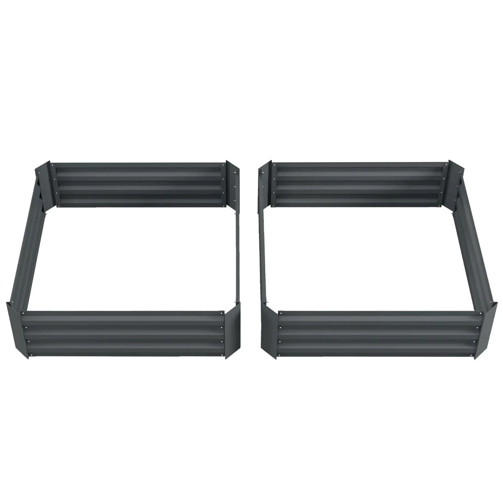 Set of 2 Galvanised Steel Raised Garden Beds Dark Grey Planters 100x100x30cm - Home and Garden Furniture Shop - #rustic - furniture#