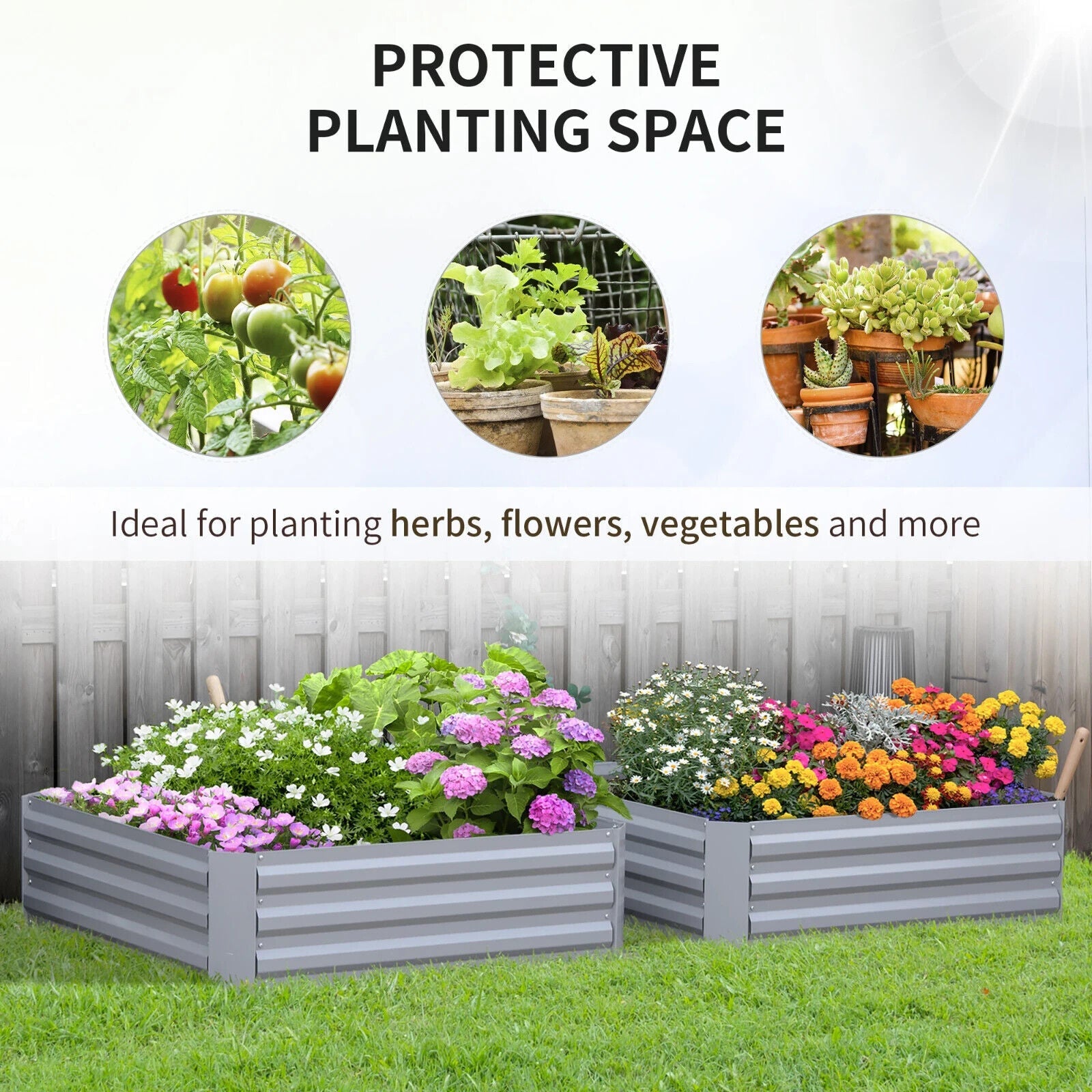 Set of 2 Galvanised Steel Raised Garden Beds, Easy Assembly Planter Boxes - Home and Garden Furniture Shop - #rustic - furniture#