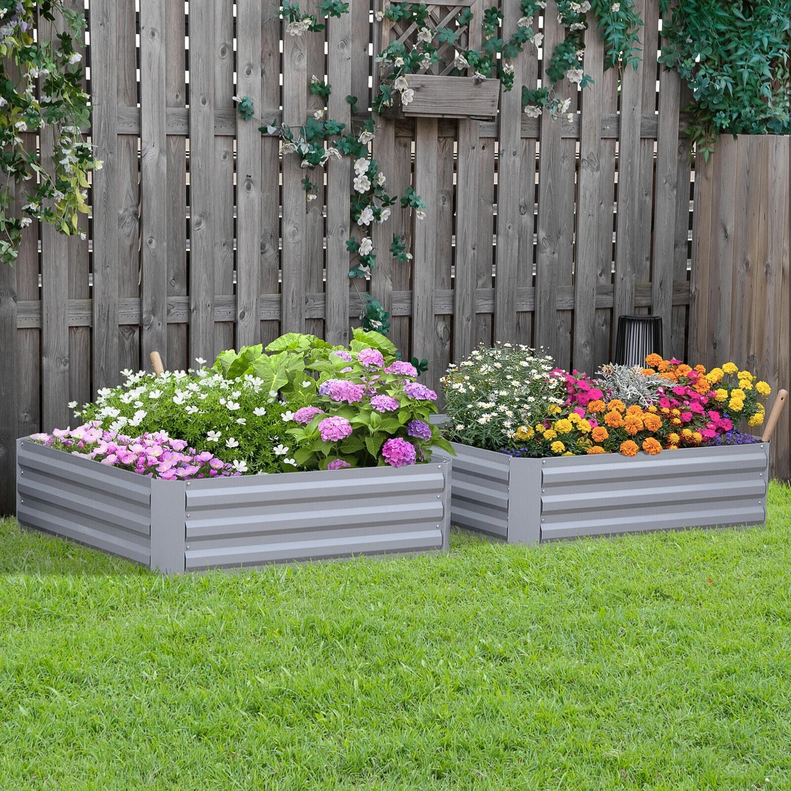 Set of 2 Galvanised Steel Raised Garden Beds, Easy Assembly Planter Boxes - Home and Garden Furniture Shop - #rustic - furniture#