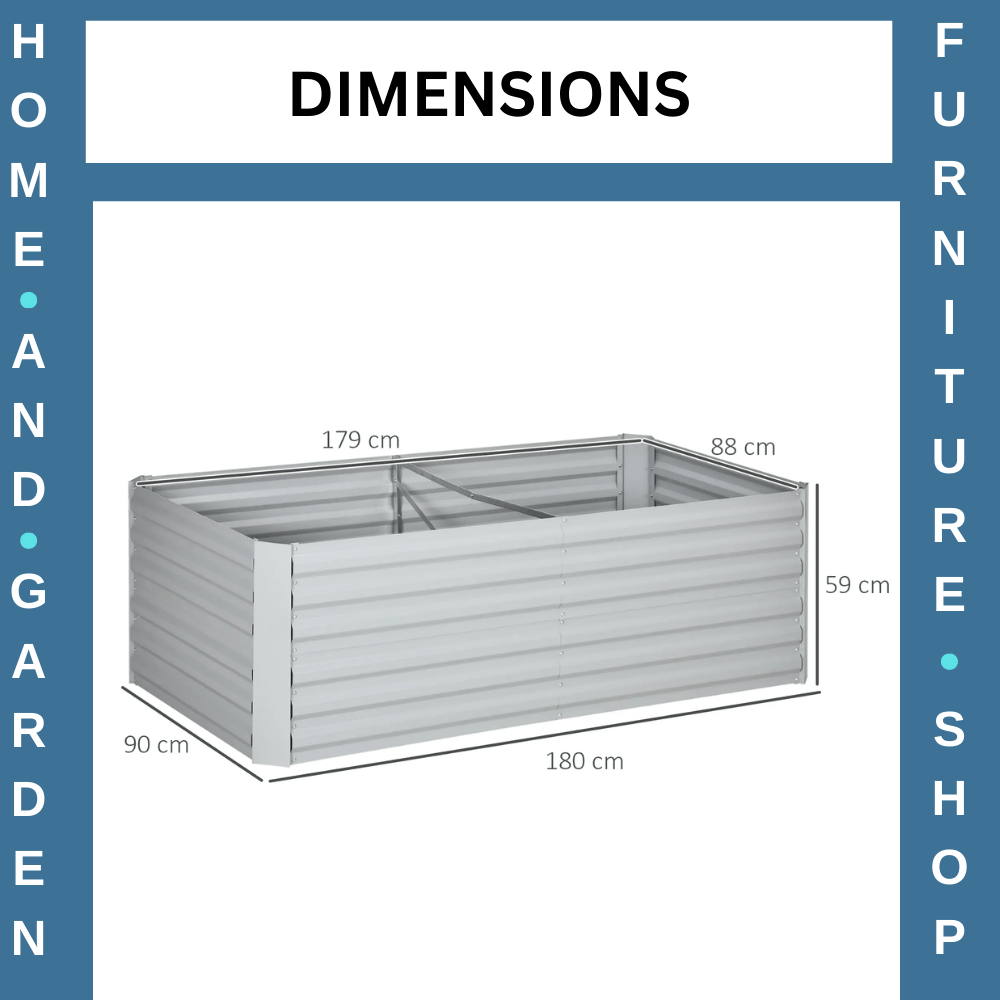 Set of 2 Galvanised Steel Raised Garden Beds Planters with Reinforced Rods Grey - Home and Garden Furniture Shop - #rustic - furniture#