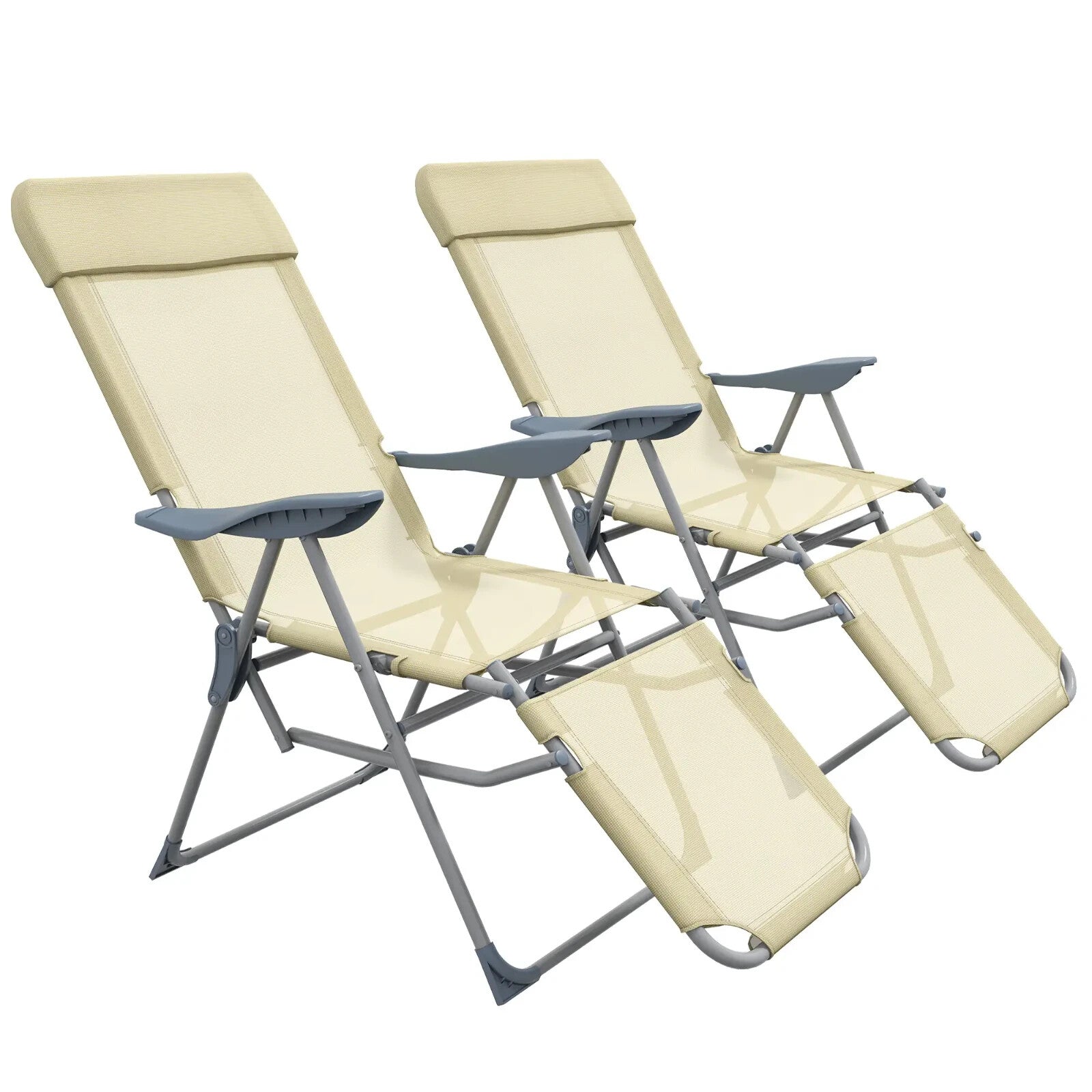 Set of 2 Garden Chairs with Adjustable Footrests Outdoor 5 Position Lounger - Home and Garden Furniture Shop - rustic - furniture