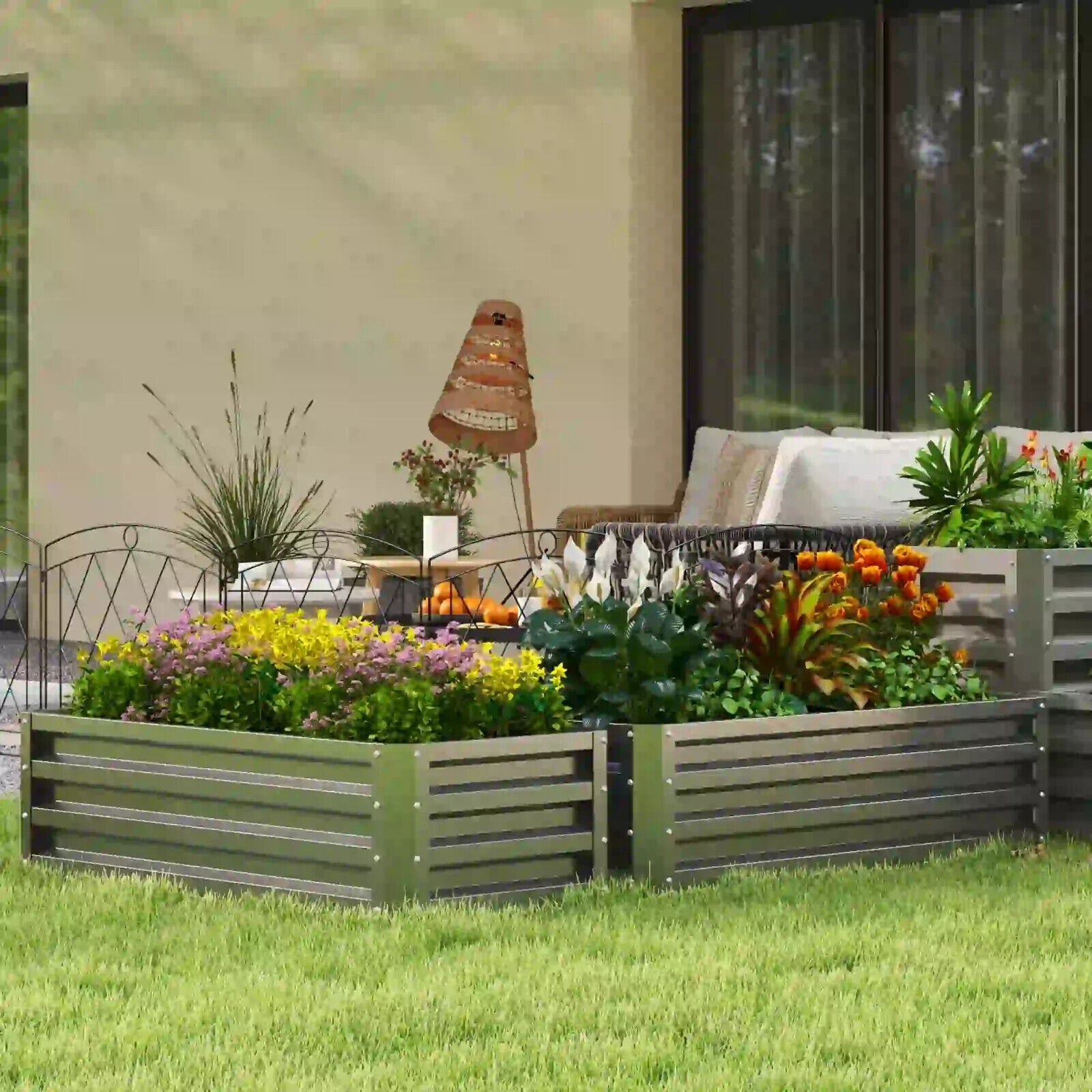 Set of 2 Garden Steel Raised Beds Outdoor Planter Box for Flowers & Vegetables - Home and Garden Furniture Shop - #rustic - furniture#