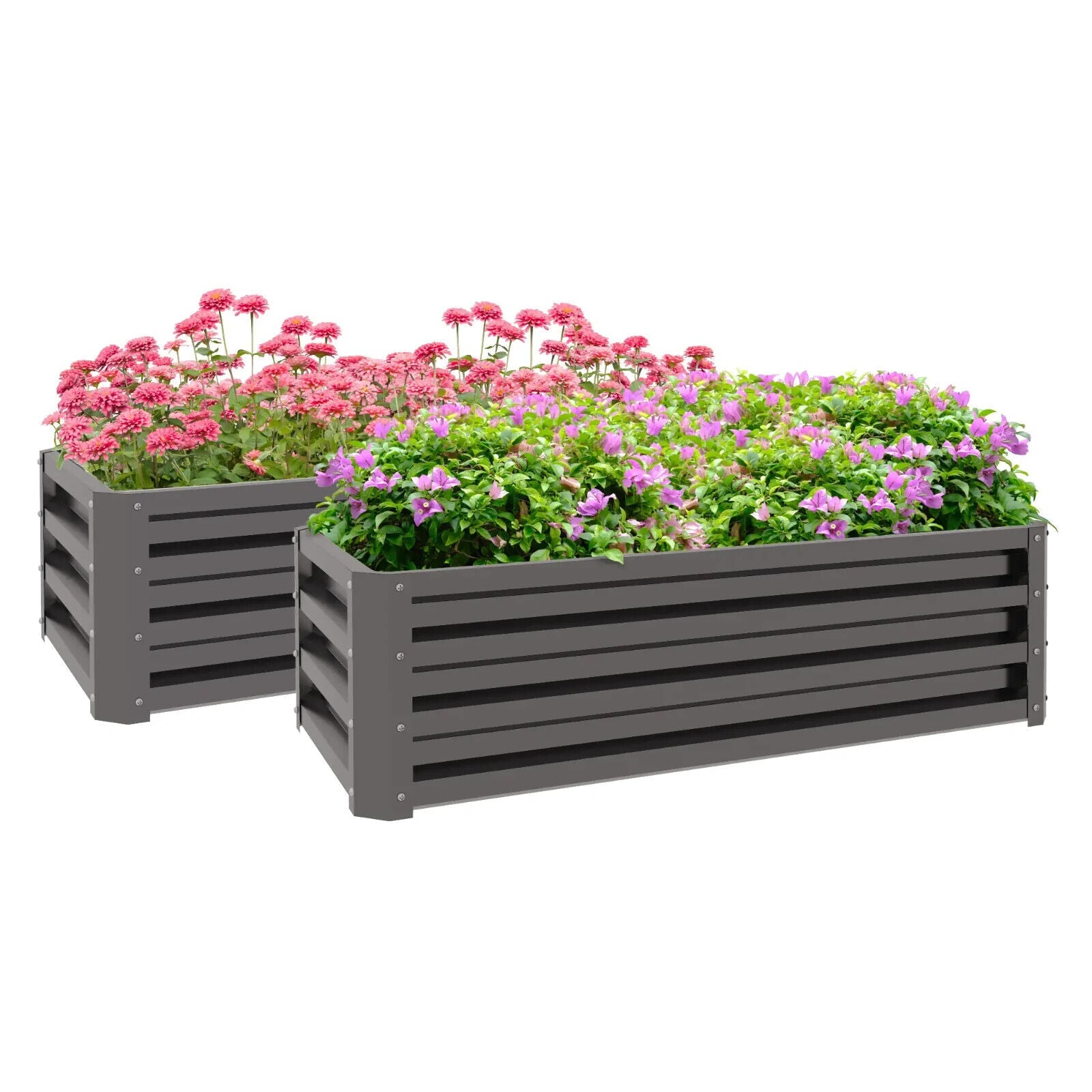 Set of 2 Garden Steel Raised Beds Outdoor Planter Box for Flowers & Vegetables - Home and Garden Furniture Shop - #rustic - furniture#