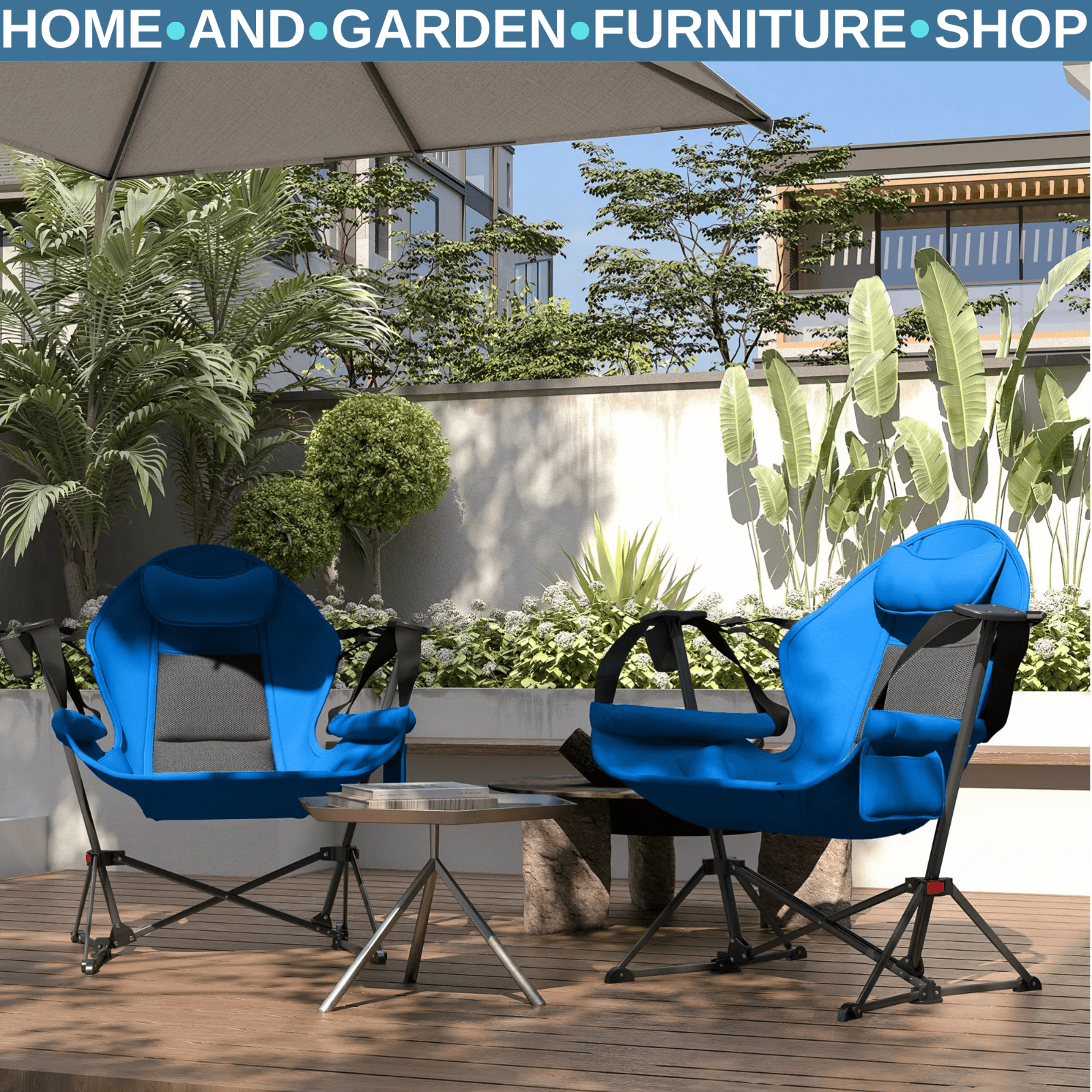 Set of 2 Hammock Camping Chairs Adjustable Back Swinging Portable Camp Chairs - Home and Garden Furniture Shop - rustic - furniture