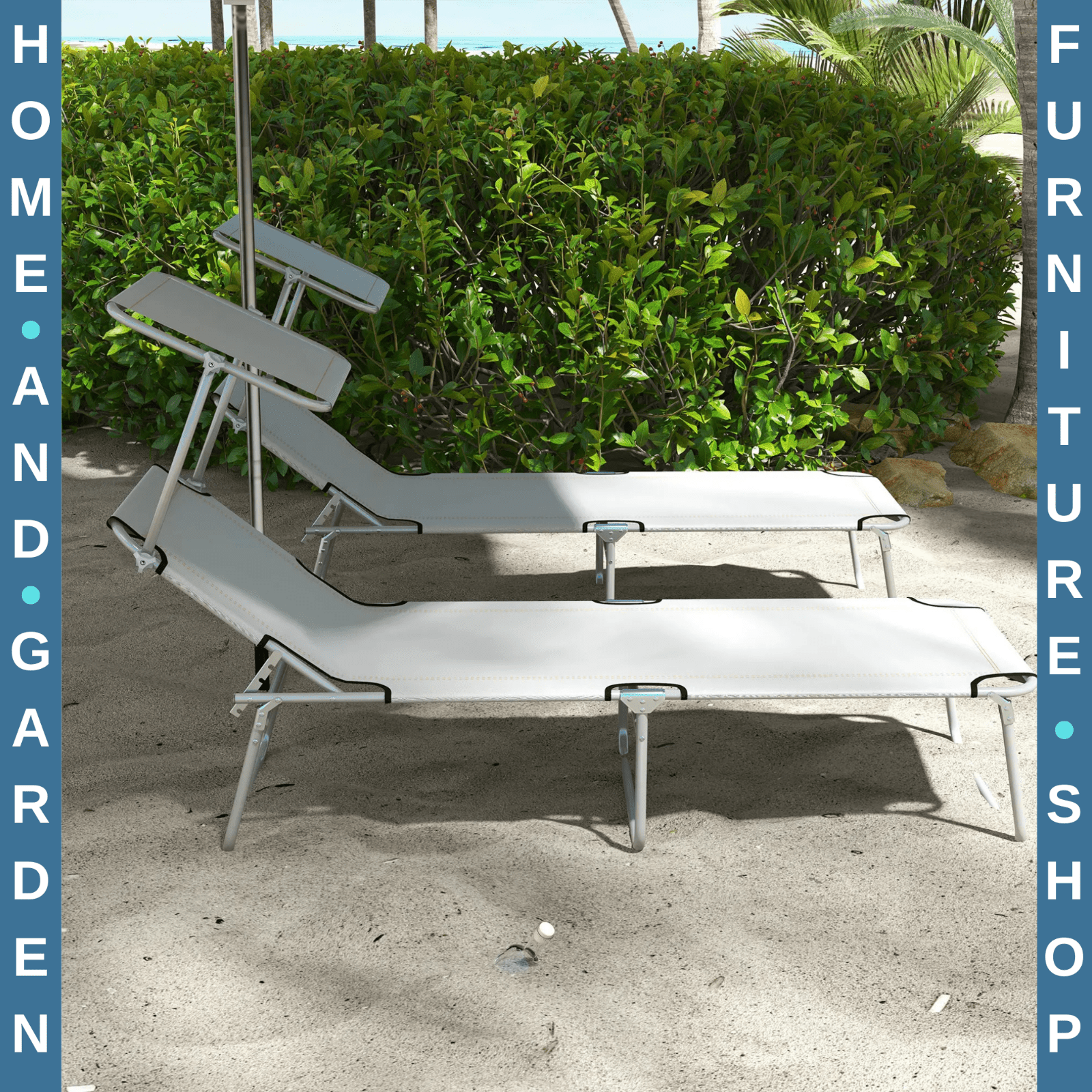 Set of 2 Outdoor Foldable Reclining Sun Lounger Chairs with Adjustable Backrest - Home and Garden Furniture Shop - #rustic - furniture#