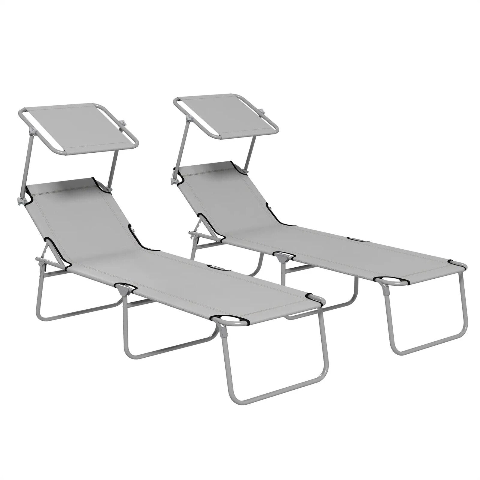 Set of 2 Outdoor Foldable Reclining Sun Lounger Chairs with Adjustable Backrest - Home and Garden Furniture Shop - #rustic - furniture#