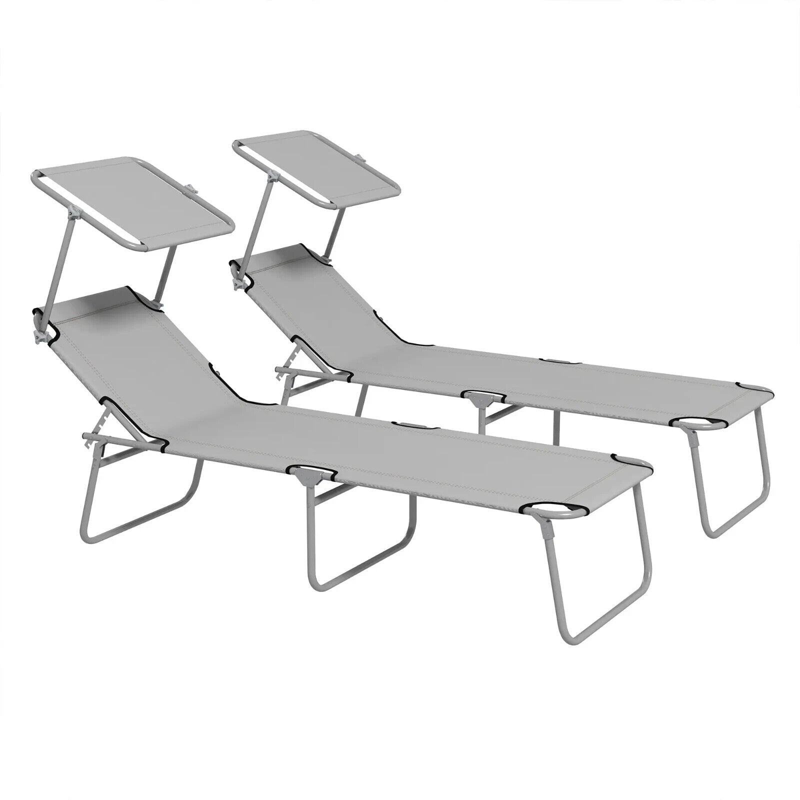 Set of 2 Outdoor Foldable Reclining Sun Lounger Chairs with Adjustable Backrest - Home and Garden Furniture Shop - #rustic - furniture#