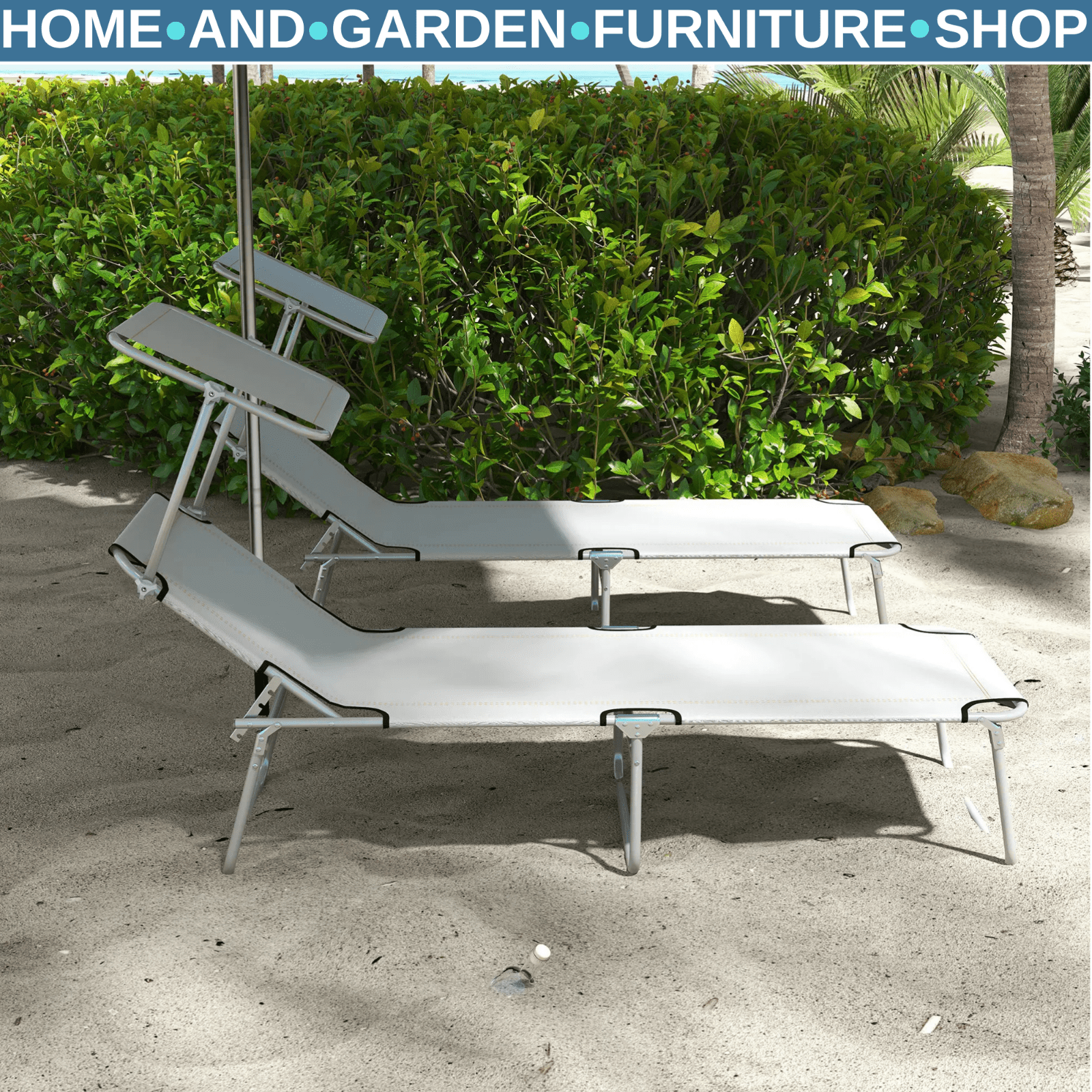 Set of 2 Outdoor Foldable Reclining Sun Lounger Chairs with Adjustable Backrest - Home and Garden Furniture Shop - #rustic - furniture#