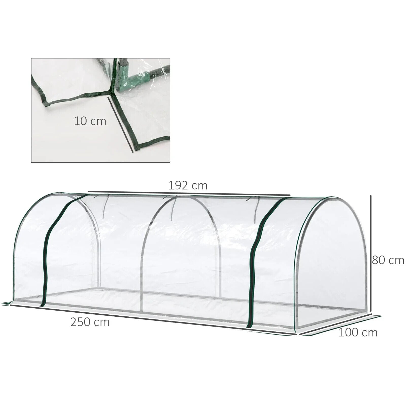 Set of 2 PVC Tunnel Greenhouses 250 x 100 x 80cm w/ Roll Up Door for Garden Use - Home and Garden Furniture Shop - #rustic - furniture#