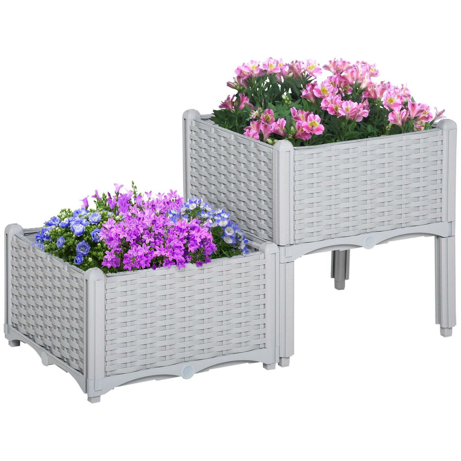 Set of 2 Raised Garden Bed Planter Box 40L x 40W x 44H cm for Vegetables, Herbs - Home and Garden Furniture Shop - #rustic - furniture#