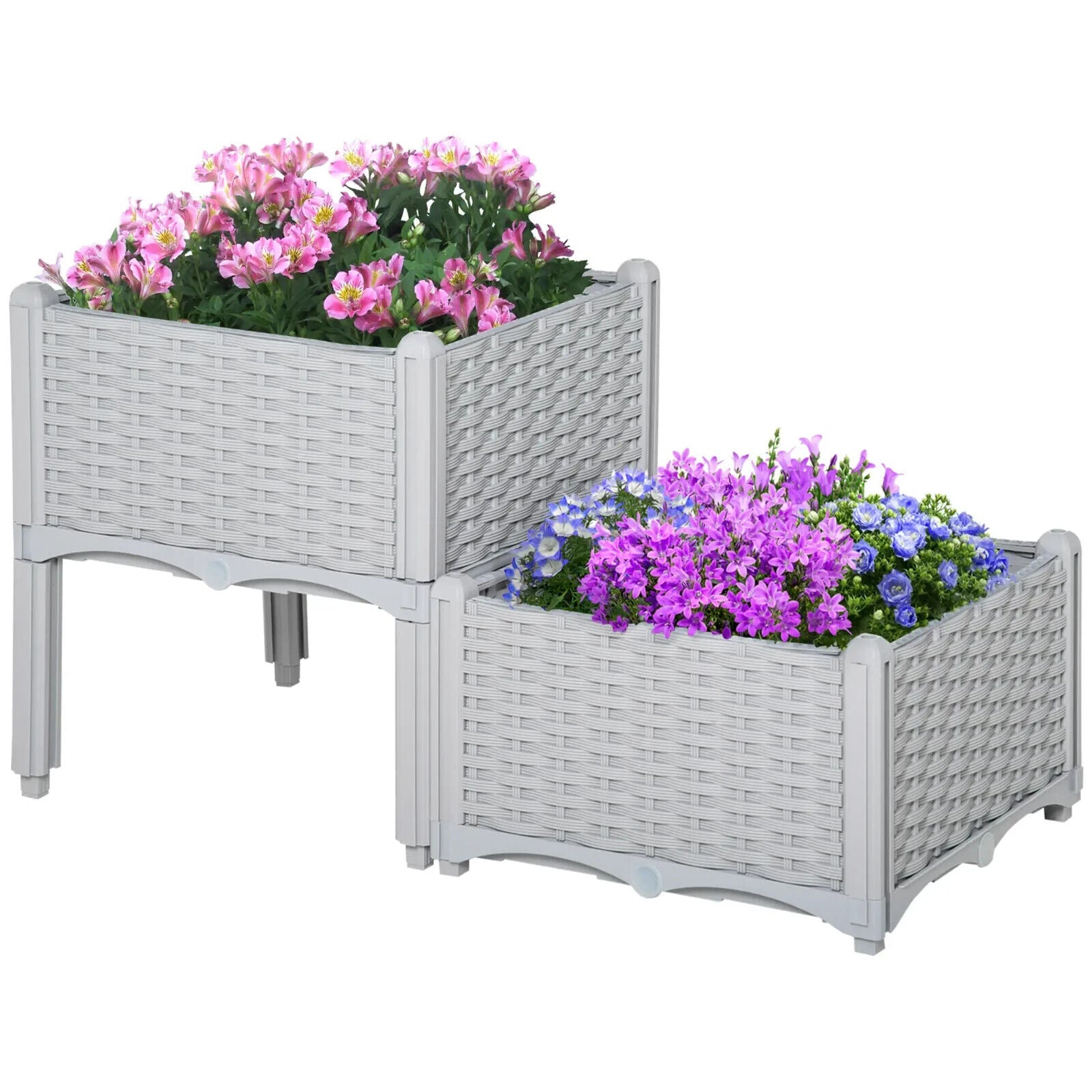 Set of 2 Raised Garden Bed Planter Box 40L x 40W x 44H cm for Vegetables, Herbs - Home and Garden Furniture Shop - #rustic - furniture#