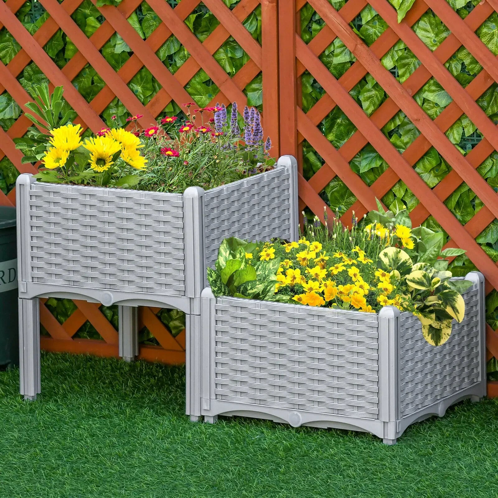 Set of 2 Raised Garden Bed Planter Box 40L x 40W x 44H cm for Vegetables, Herbs - Home and Garden Furniture Shop - rustic - furniture