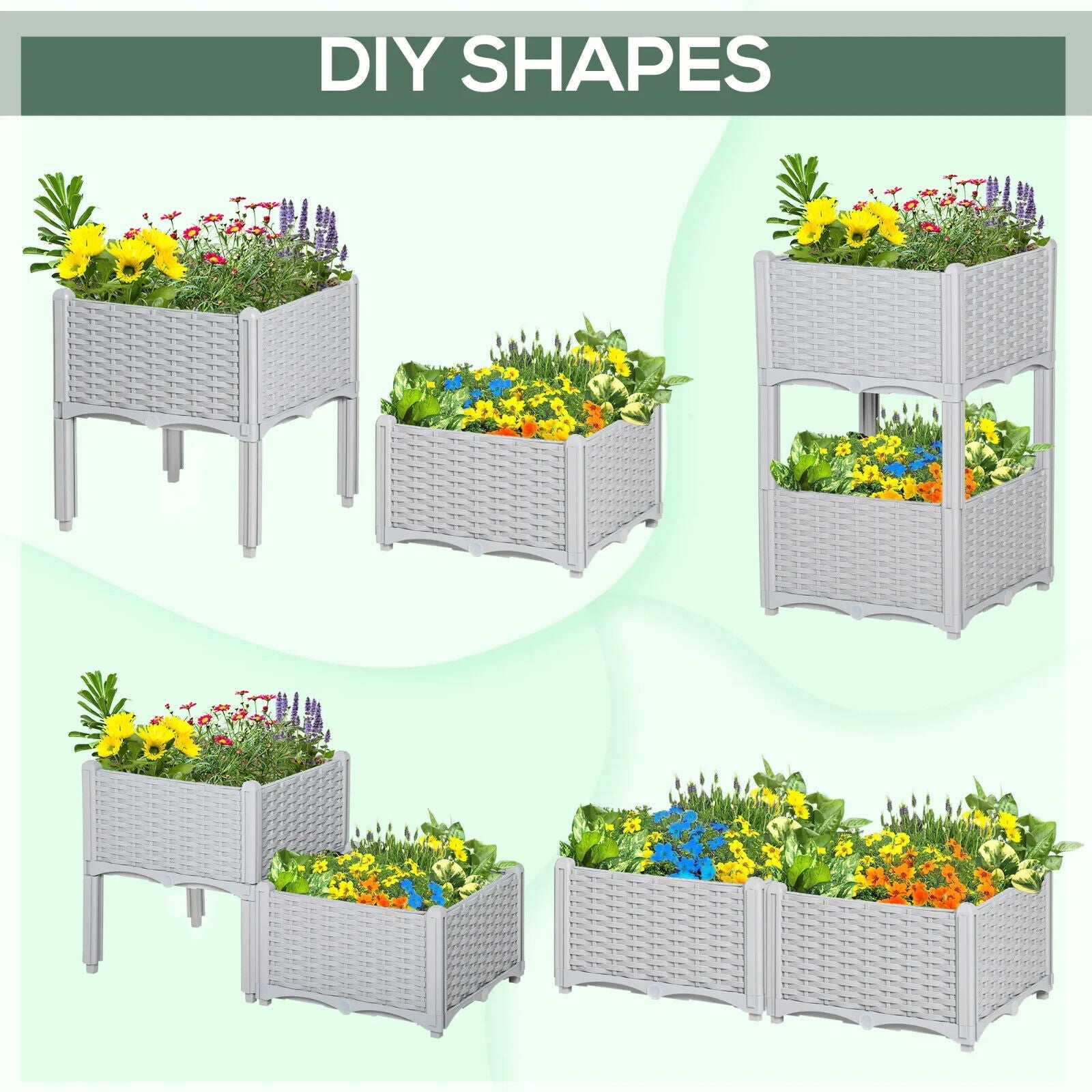 Set of 2 Raised Garden Bed Planter Box 40L x 40W x 44H cm for Vegetables, Herbs - Home and Garden Furniture Shop - #rustic - furniture#