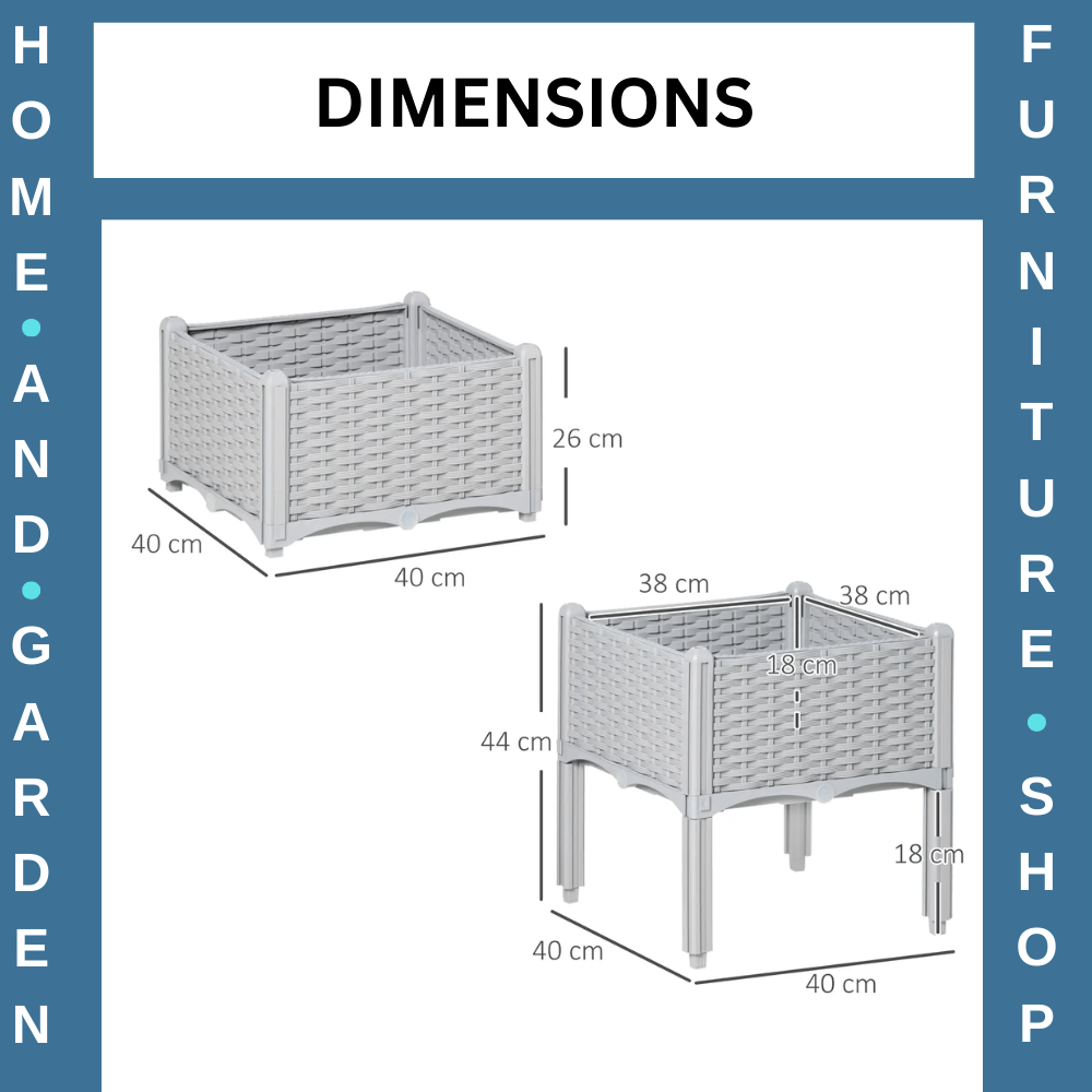 Set of 2 Raised Garden Bed Planter Box 40L x 40W x 44H cm for Vegetables, Herbs - Home and Garden Furniture Shop - #rustic - furniture#