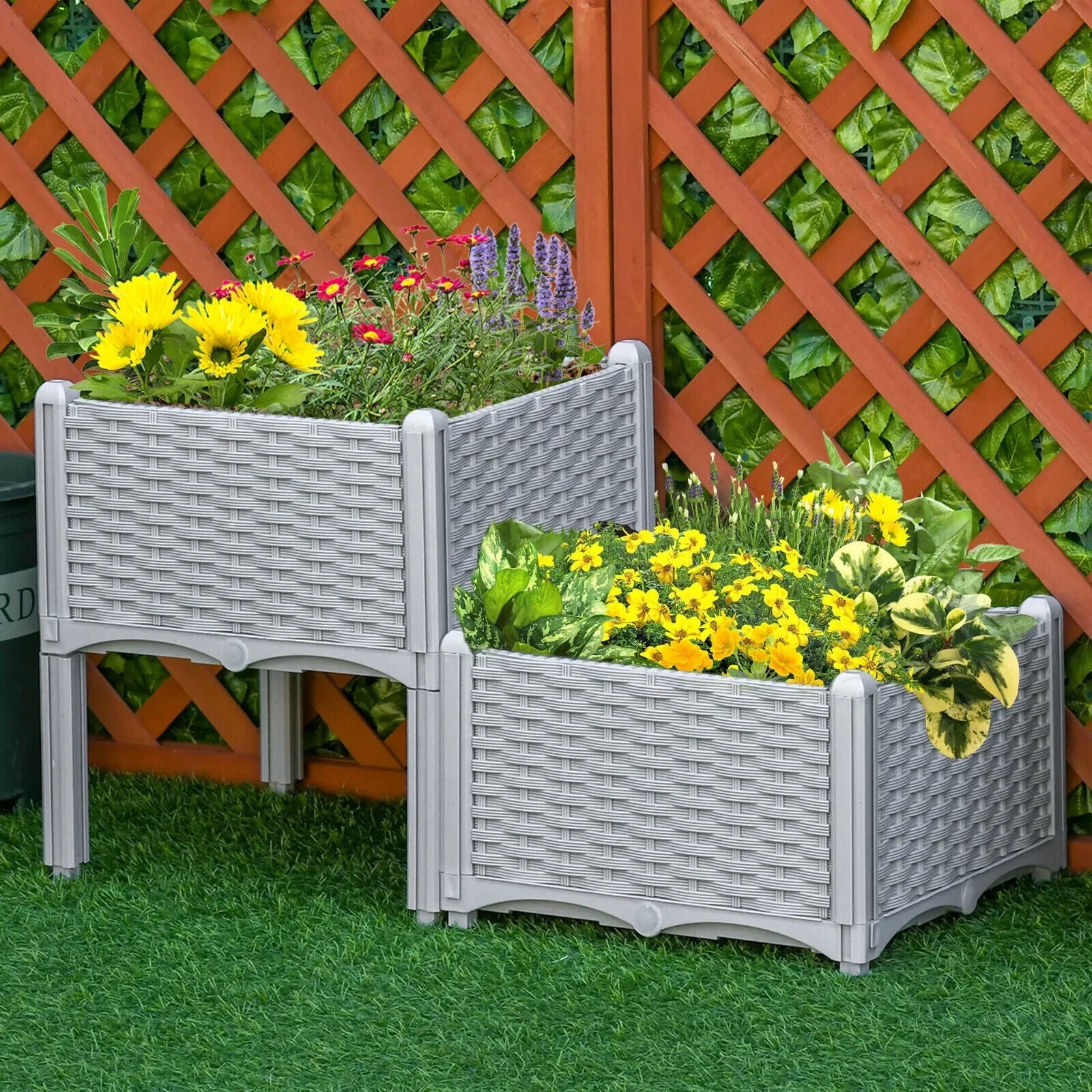 Set of 2 Raised Garden Bed Planter Box 40L x 40W x 44H cm for Vegetables, Herbs - Home and Garden Furniture Shop - #rustic - furniture#