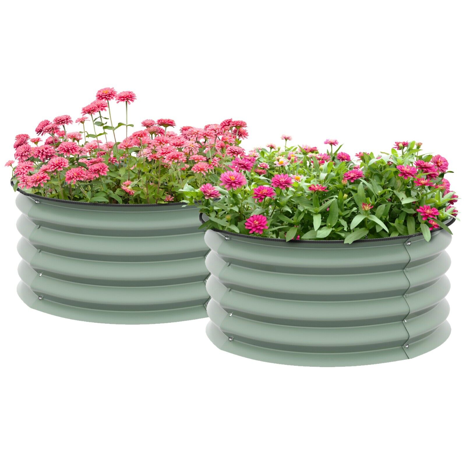 Set of 2 Raised Garden Bed Steel Planter Boxes Easy to Assemble Stock Tank Green - Home and Garden Furniture Shop - #rustic - furniture#