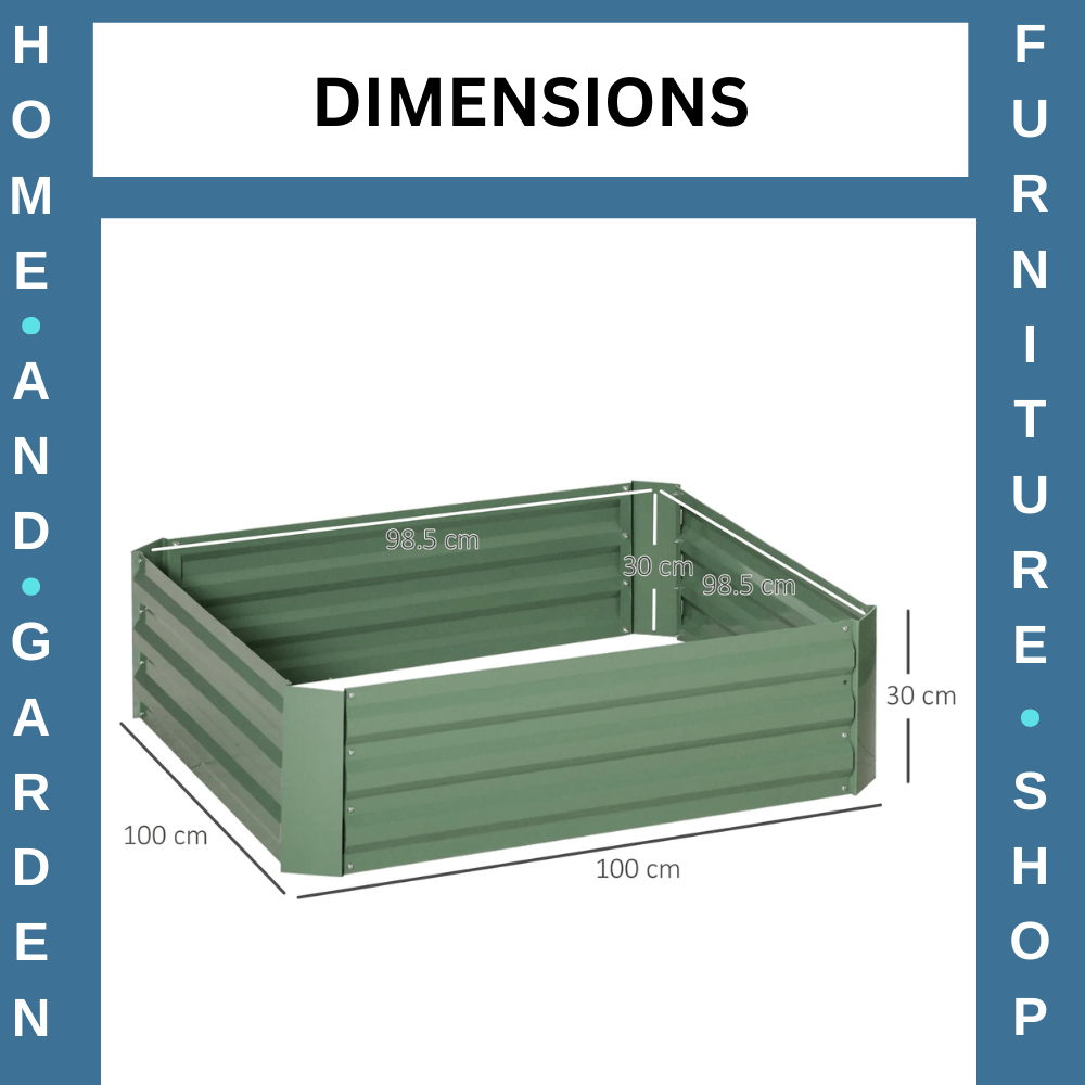 Set of 2 Raised Garden Beds 100x100x30cm Galvanised Planters for Flowers Green - Home and Garden Furniture Shop - #rustic - furniture#