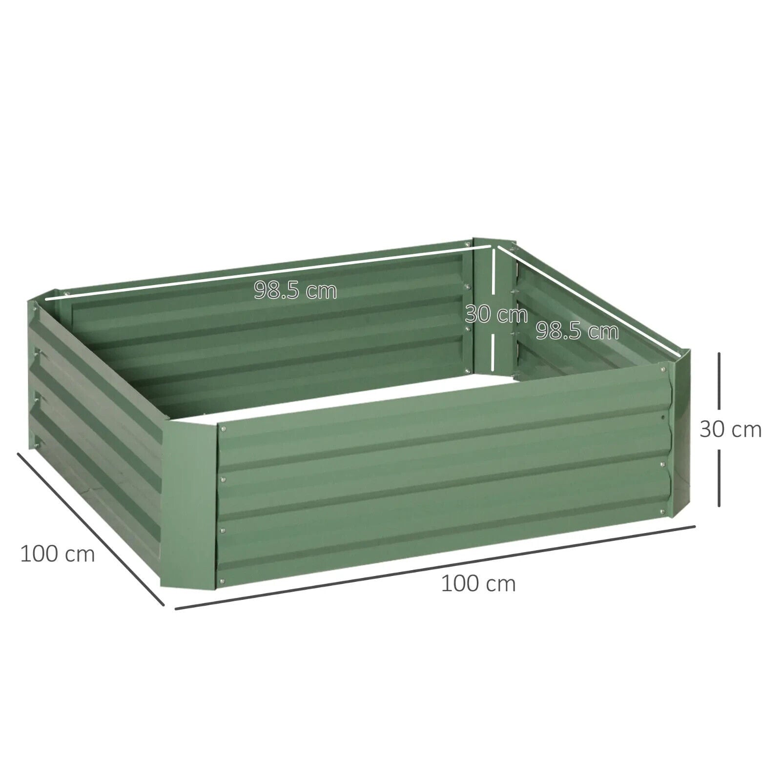 Set of 2 Raised Garden Beds 100x100x30cm Galvanised Planters for Flowers Green - Home and Garden Furniture Shop - #rustic - furniture#