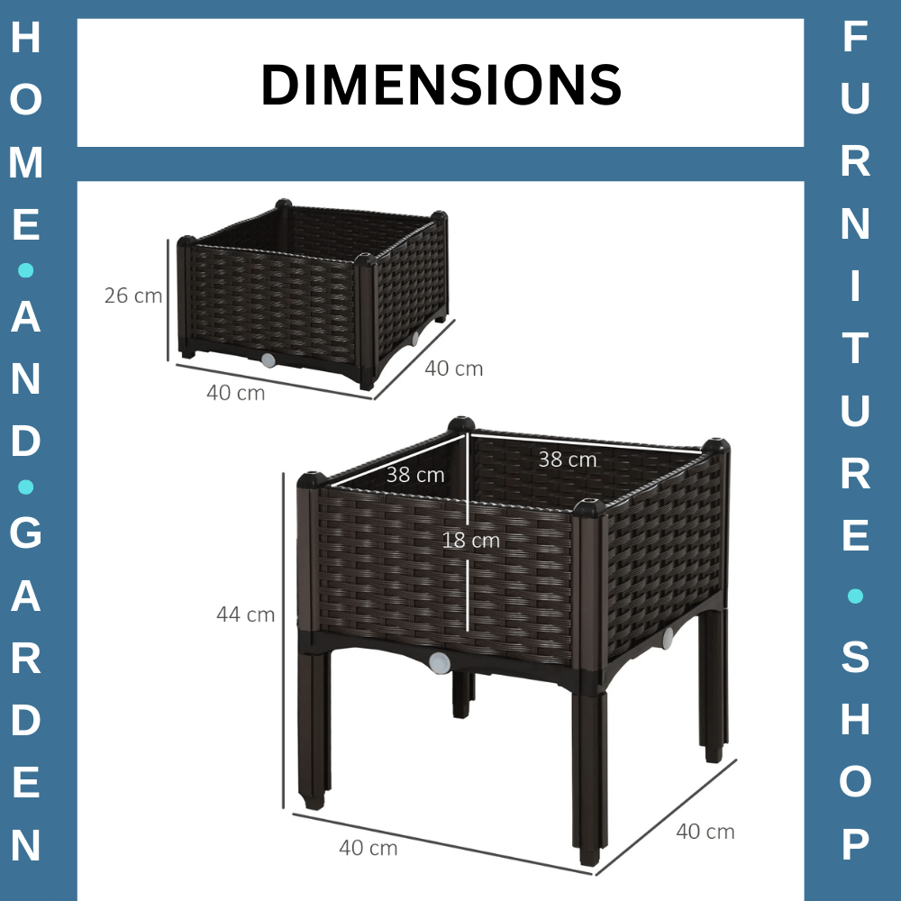 Set of 2 Raised Outdoor Garden Planter Boxes for Vegetables or Flower PP Plastic - Home and Garden Furniture Shop - #rustic - furniture#