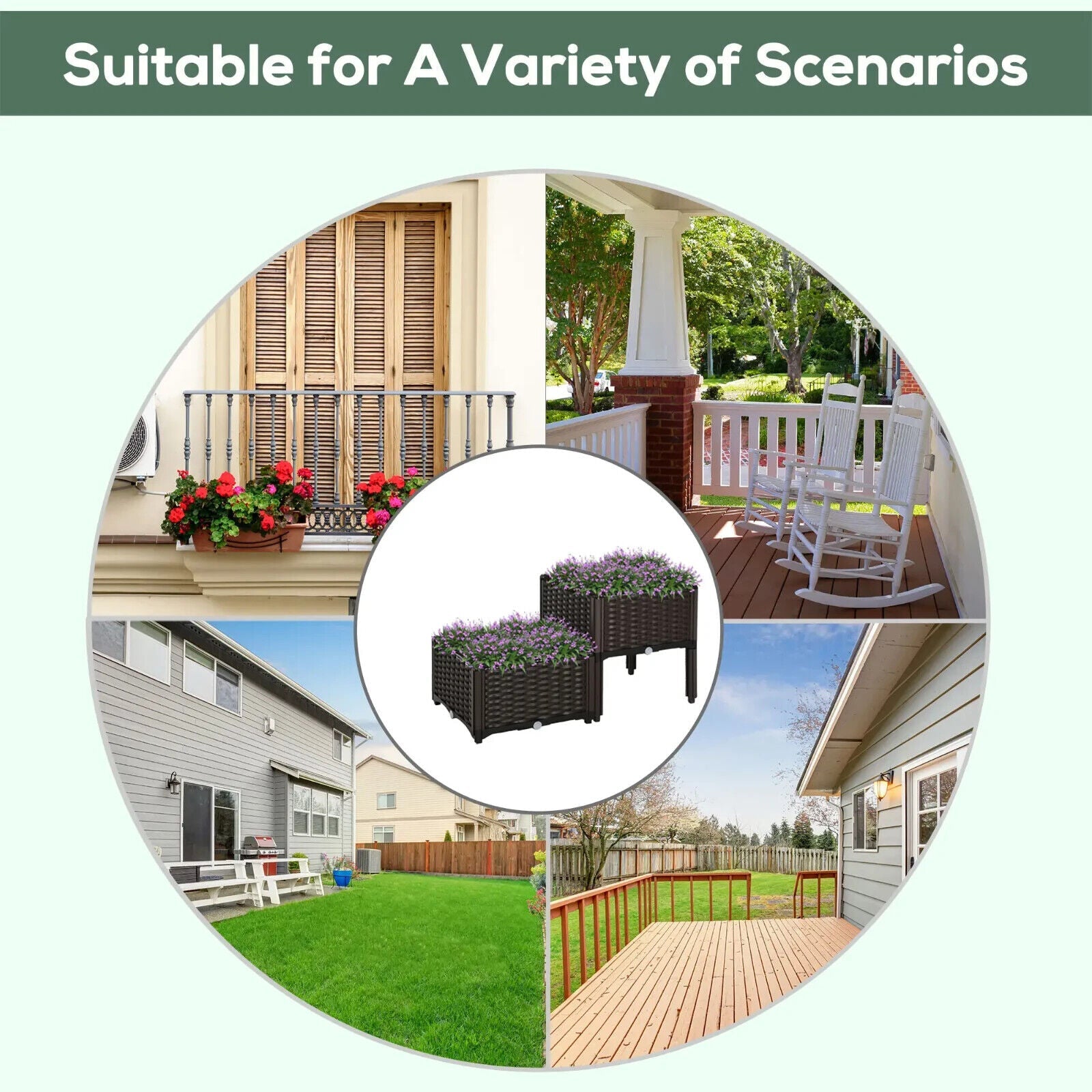 Set of 2 Raised Outdoor Garden Planter Boxes for Vegetables or Flower PP Plastic - Home and Garden Furniture Shop - #rustic - furniture#