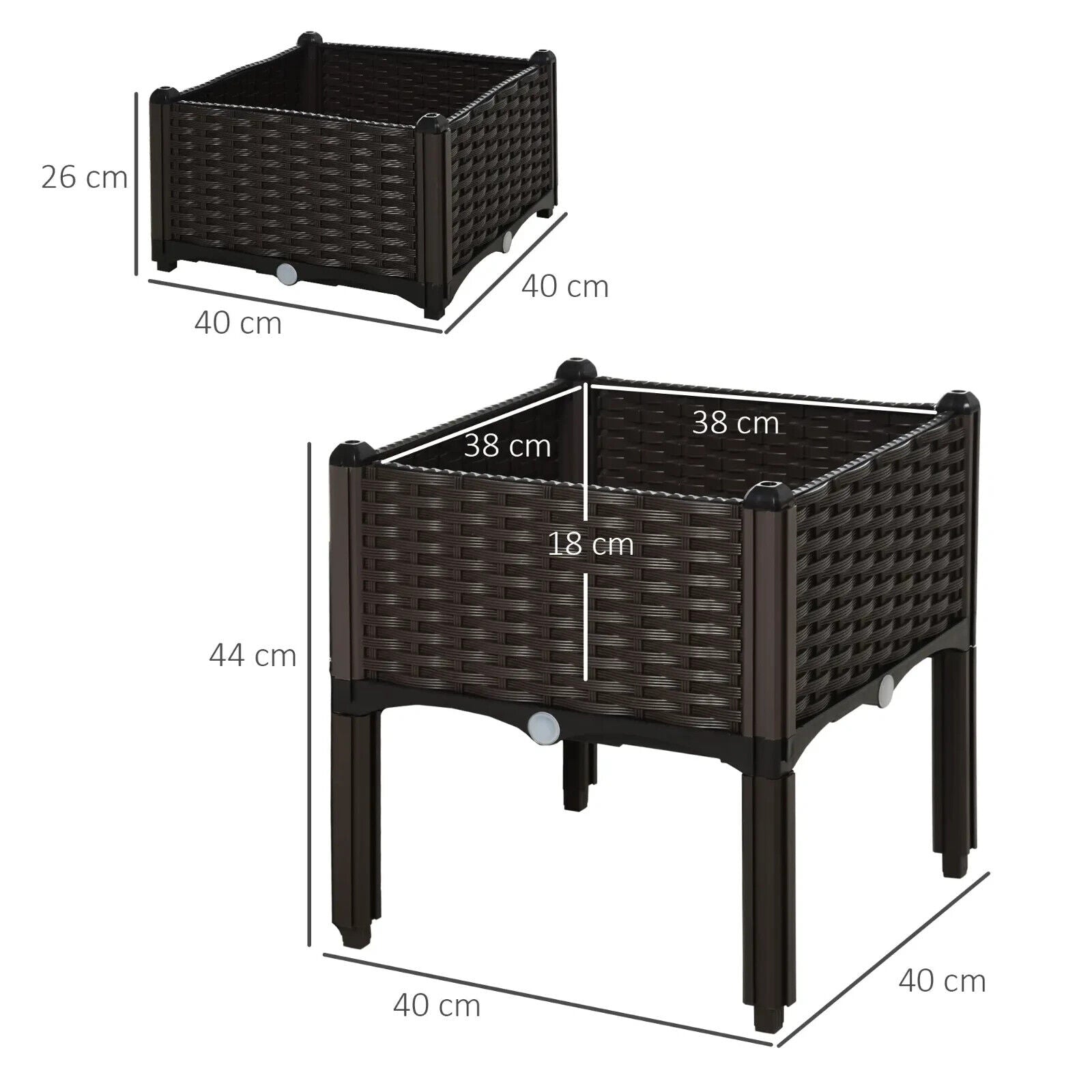 Set of 2 Raised Outdoor Garden Planter Boxes for Vegetables or Flower PP Plastic - Home and Garden Furniture Shop - #rustic - furniture#