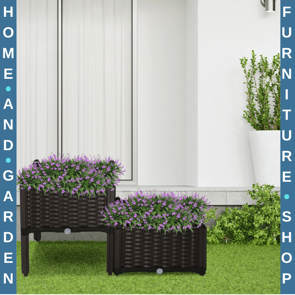 Set of 2 Raised Outdoor Garden Planter Boxes for Vegetables or Flower PP Plastic - Home and Garden Furniture Shop - #rustic - furniture#
