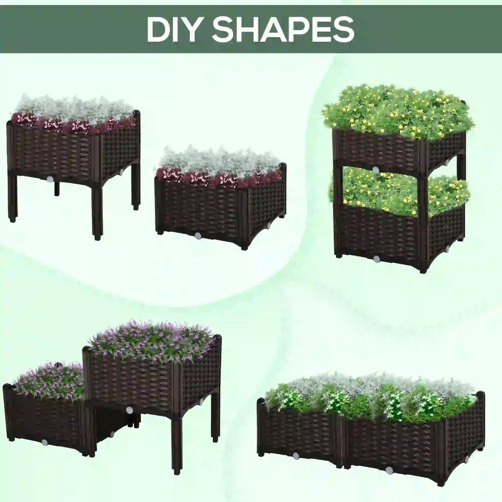 Set of 2 Raised Outdoor Garden Planter Boxes for Vegetables or Flower PP Plastic - Home and Garden Furniture Shop - #rustic - furniture#