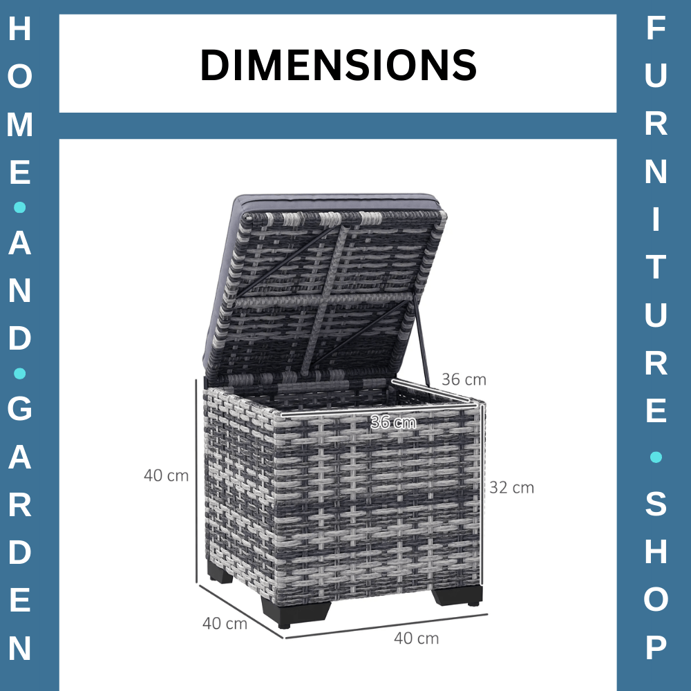 Set of 2 Rattan Storage Footstools Outdoor Ottomans with Cushions Dark Grey - Home and Garden Furniture Shop - rustic - furniture