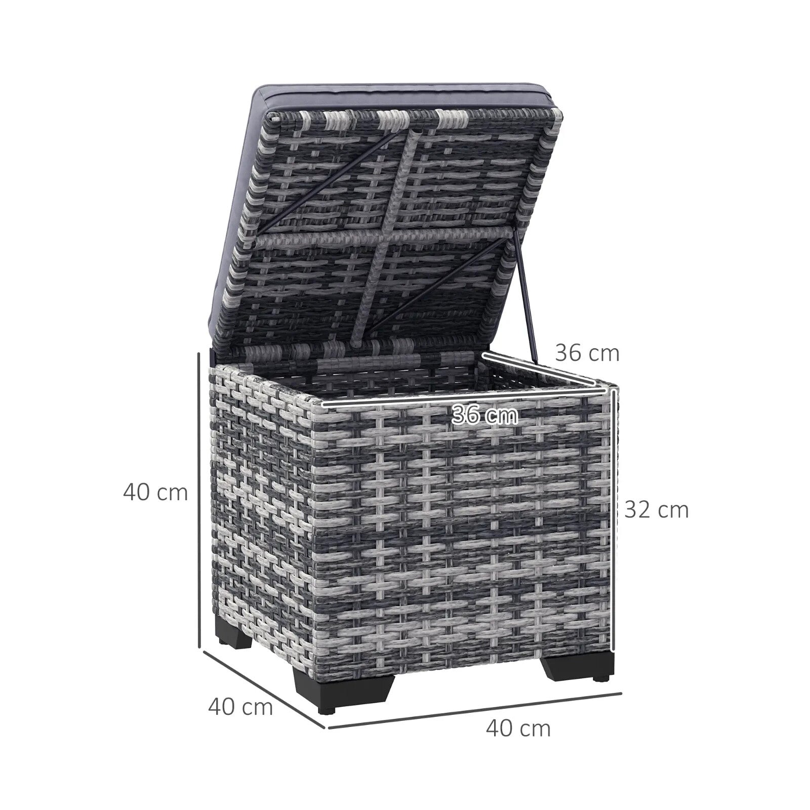 Set of 2 Rattan Storage Footstools Outdoor Ottomans with Cushions Dark Grey - Home and Garden Furniture Shop - rustic - furniture