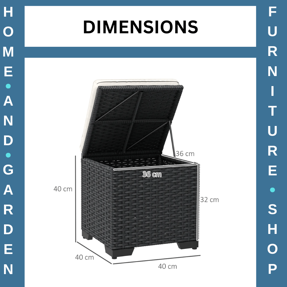 Set of 2 Rattan Storage Ottomans Outdoor Footstools with Cushions Garden Balcony - Home and Garden Furniture Shop - rustic - furniture