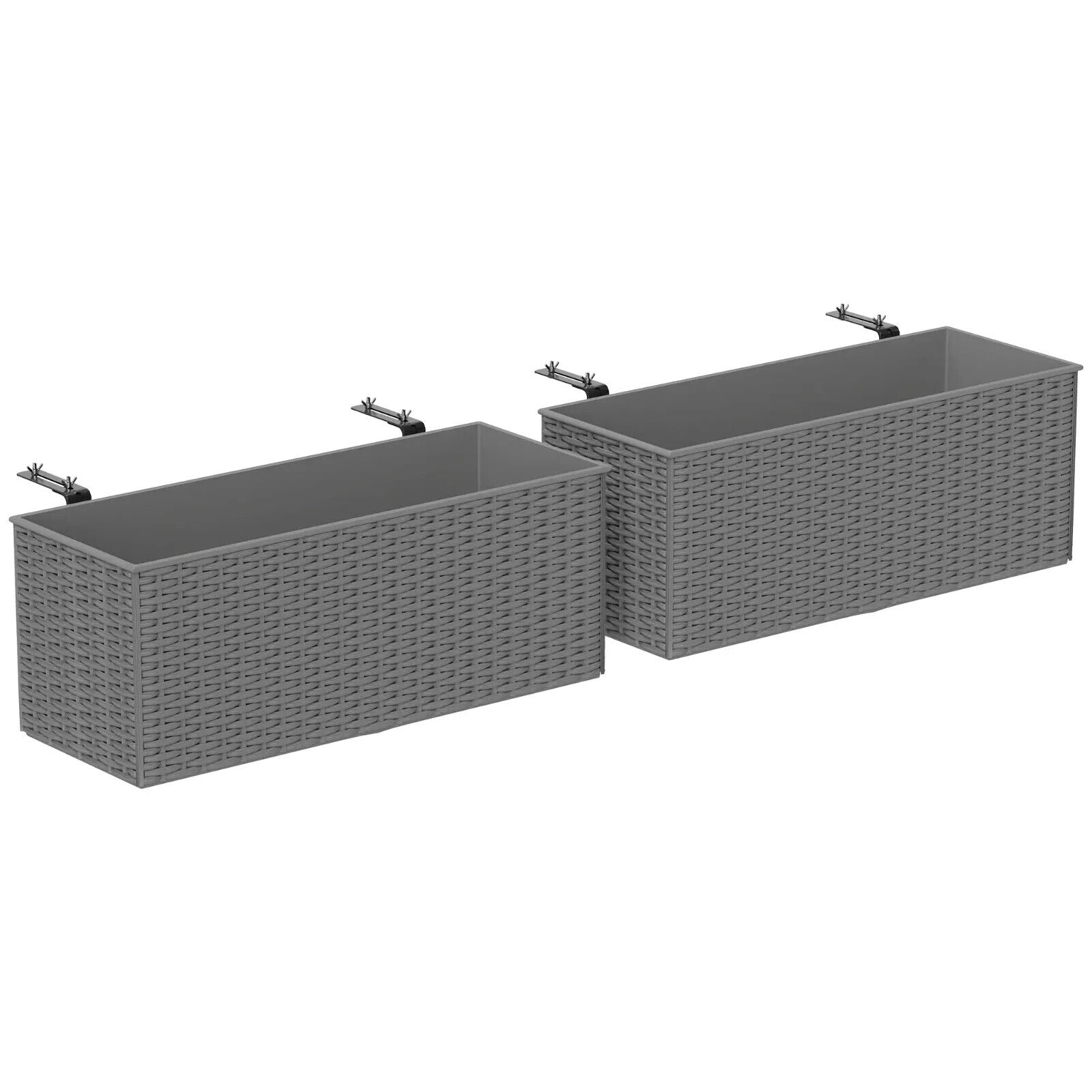 Set of 2 Rattan - Style Hanging Flower Boxes 50cm Planters for Balcony or Garden - Home and Garden Furniture Shop - #rustic - furniture#