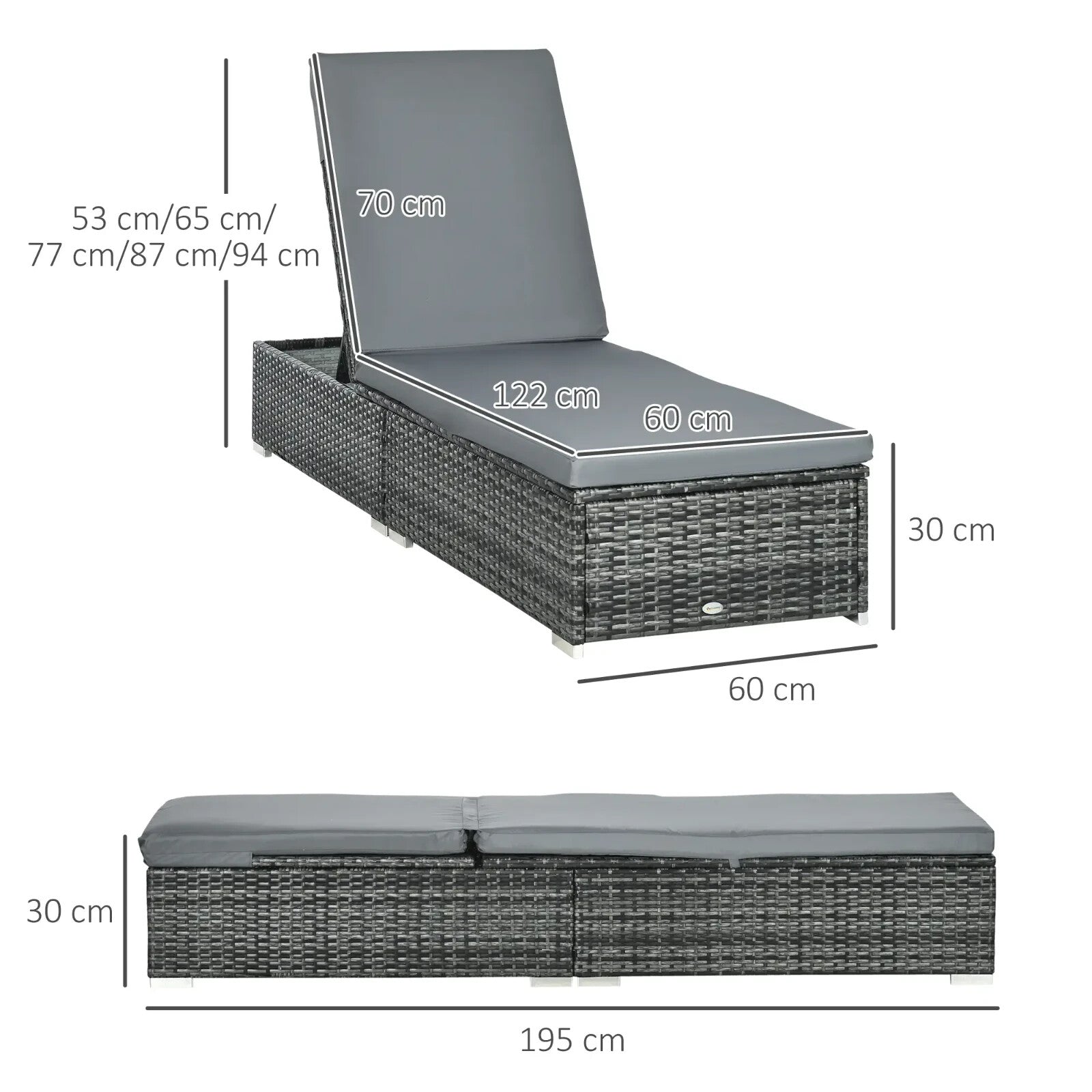 Set of 2 Rattan Sun Loungers with Cushions 5 Position Recliner Garden Sunbeds - Home and Garden Furniture Shop - rustic - furniture
