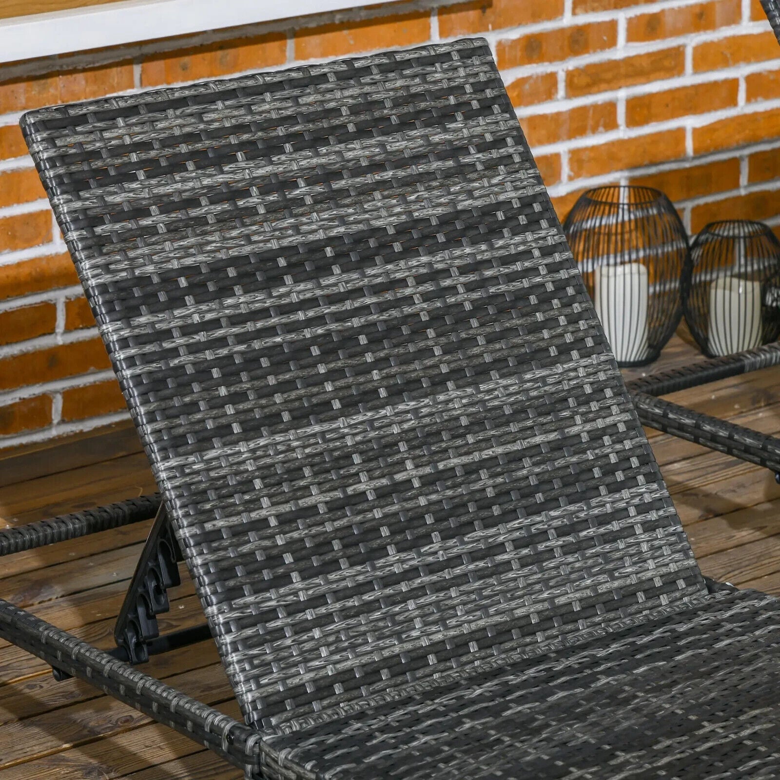 Set of 2 Rattan Sun Loungers with Cushions & Table – 5 - Level Adjustable Backrest - Home and Garden Furniture Shop - #rustic - furniture#