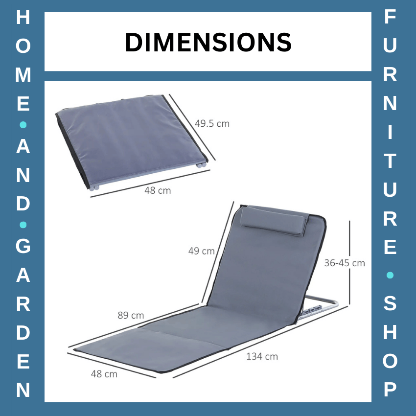 Set of 2 Reclining Beach Mats with Steel Frame Portable Folding Loungers Grey - Home and Garden Furniture Shop - rustic - furniture