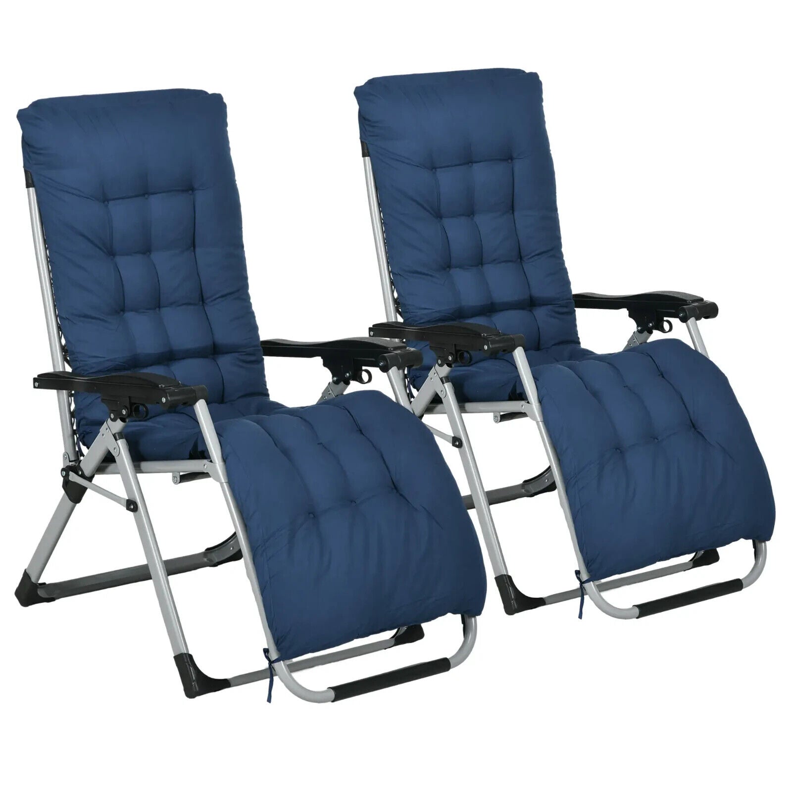Set of 2 Reclining Zero Gravity Sun Loungers with Cushions for Garden or Patio - Home and Garden Furniture Shop - #rustic - furniture#