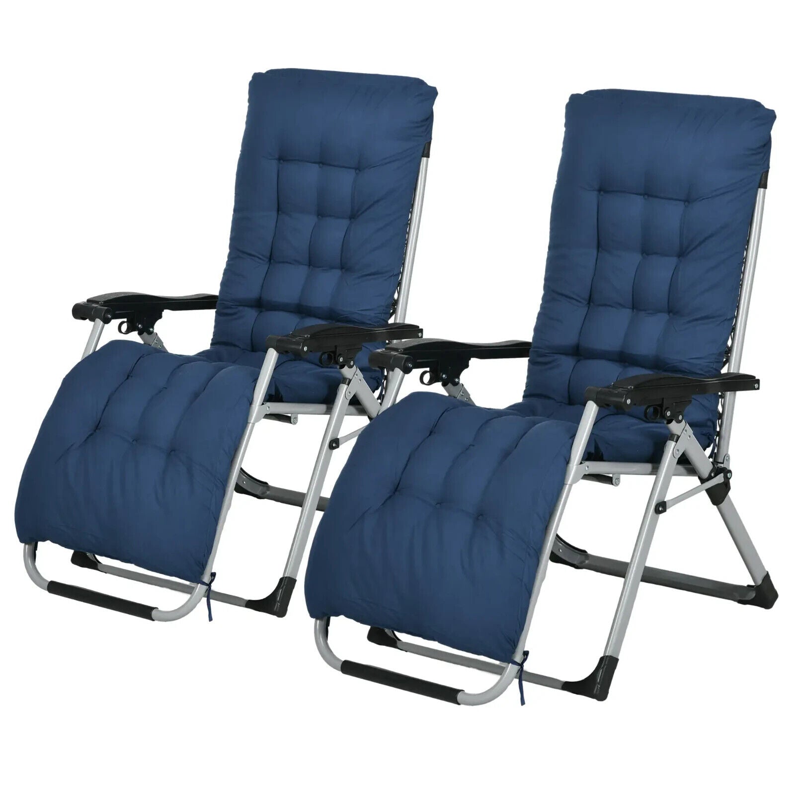 Set of 2 Reclining Zero Gravity Sun Loungers with Cushions for Garden or Patio - Home and Garden Furniture Shop - #rustic - furniture#