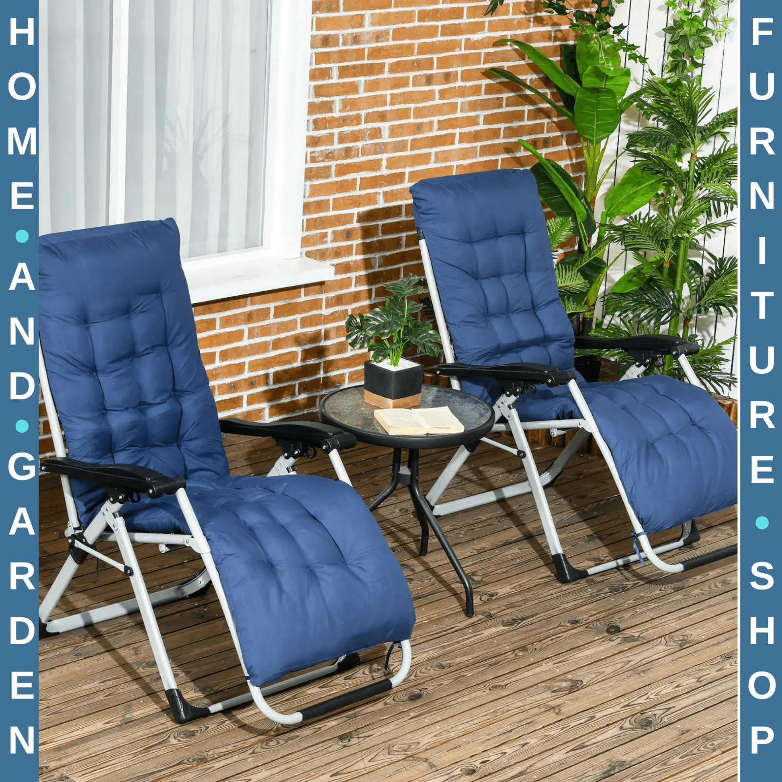Set of 2 Reclining Zero Gravity Sun Loungers with Cushions for Garden or Patio - Home and Garden Furniture Shop - #rustic - furniture#