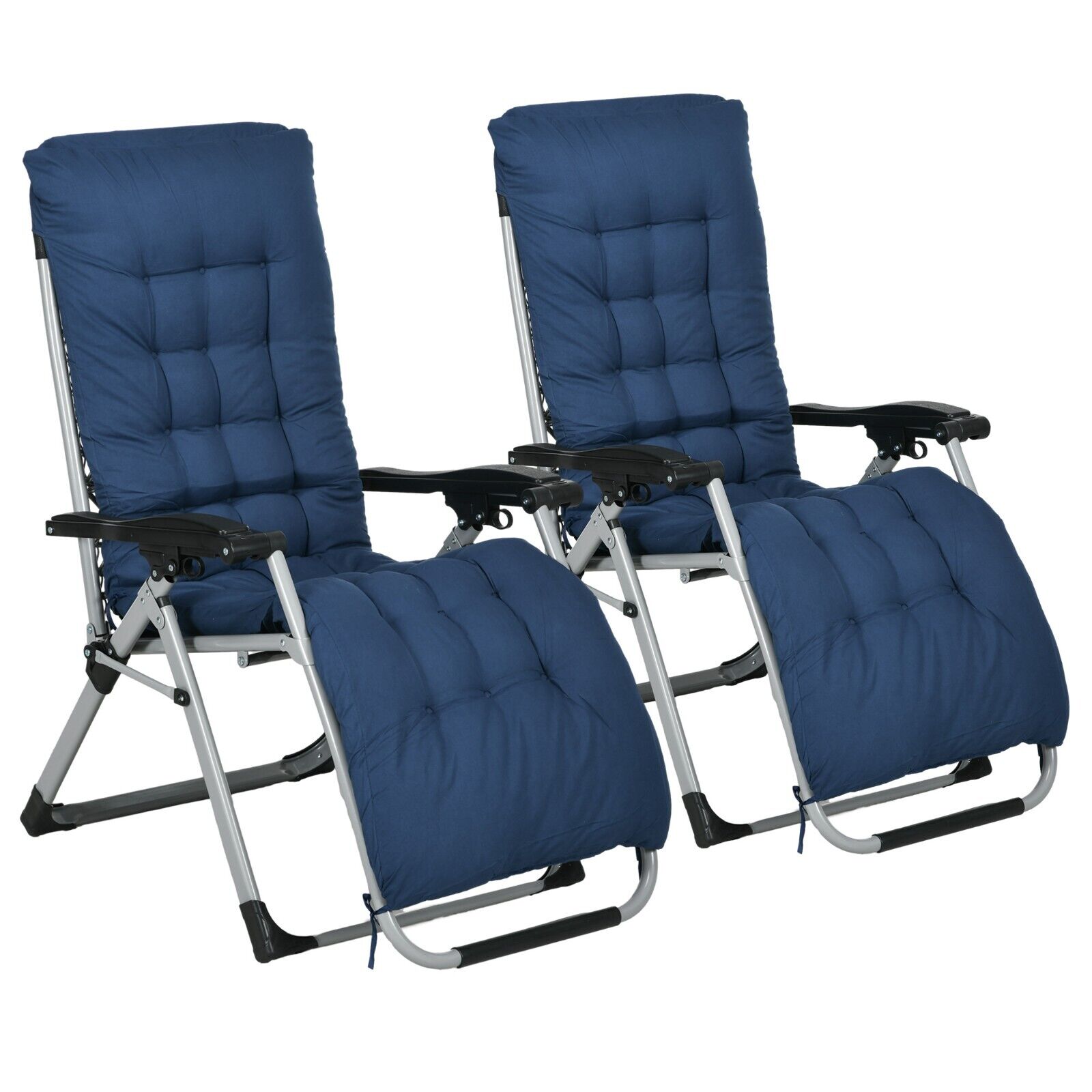 Set of 2 Reclining Zero Gravity Sun Loungers with Cushions for Garden or Patio - Home and Garden Furniture Shop - #rustic - furniture#