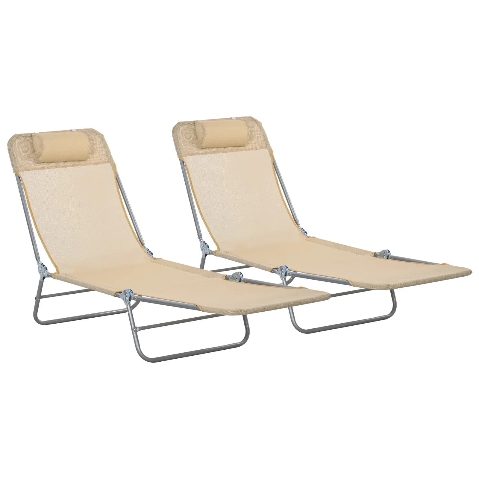 Set Of 2 Steel Frame Sun Loungers With Reclining Backs Garden Patio Chairs Brown - Home and Garden Furniture Shop - rustic - furniture
