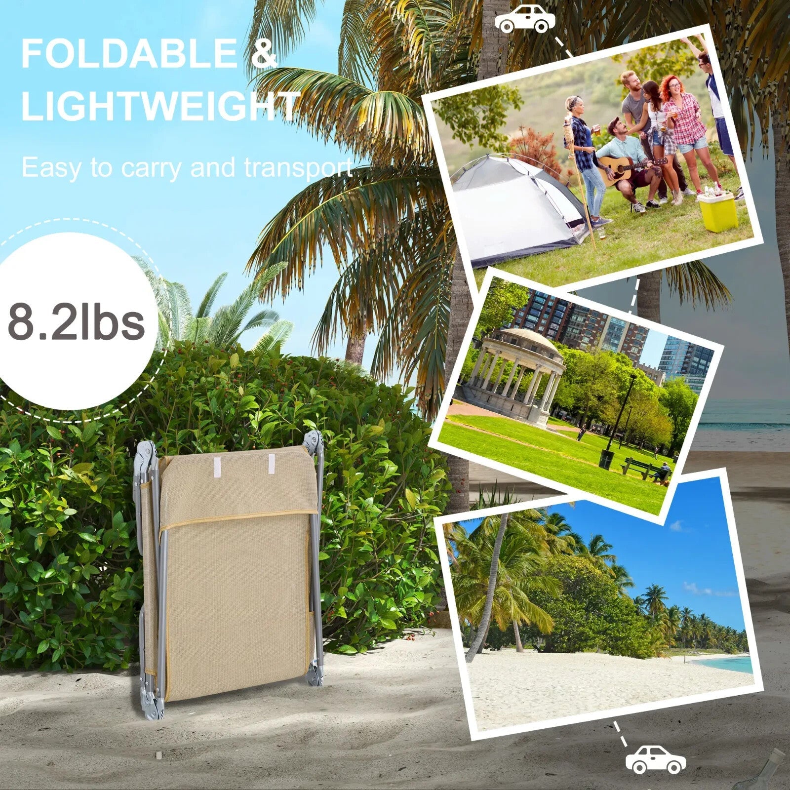 Set Of 2 Steel Frame Sun Loungers With Reclining Backs Garden Patio Chairs Brown - Home and Garden Furniture Shop - rustic - furniture