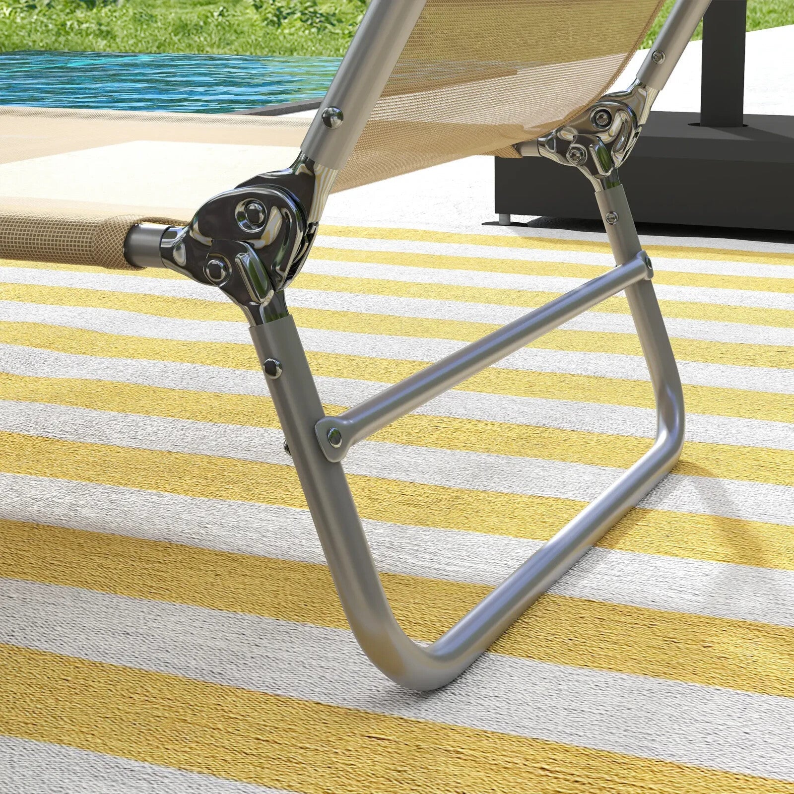 Set Of 2 Steel Frame Sun Loungers With Reclining Backs Garden Patio Chairs Brown - Home and Garden Furniture Shop - rustic - furniture