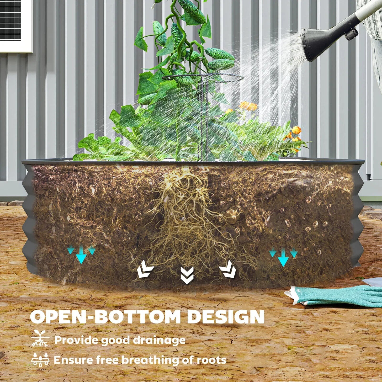 Set of 2 Steel Garden Planters 181 x 93cm Raised Bed Boxes for Flower Vegetables - Home and Garden Furniture Shop - #rustic - furniture#