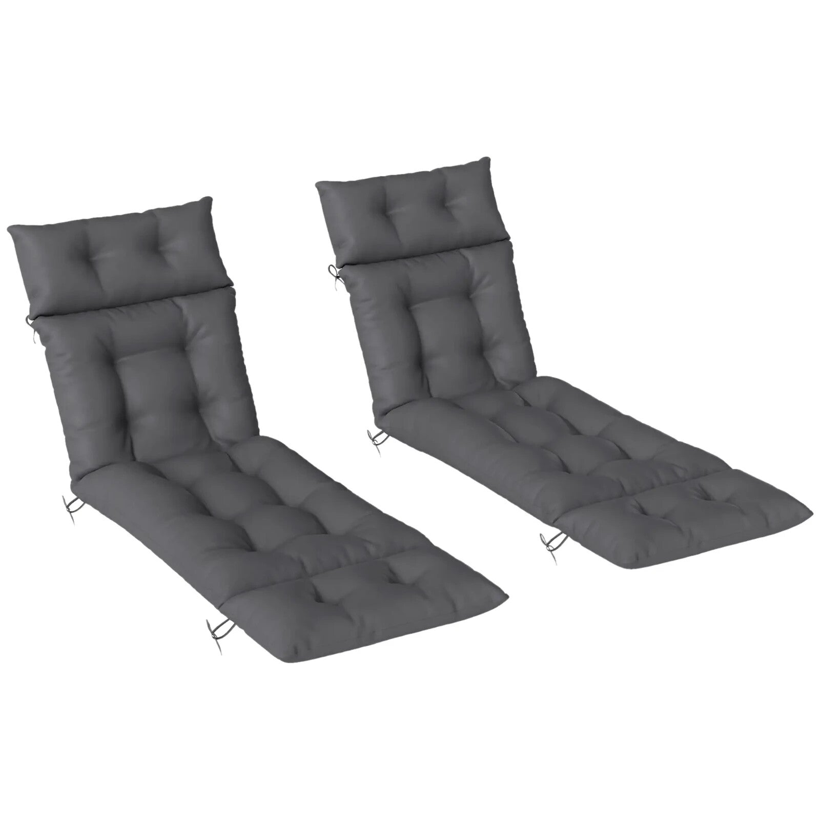 Set of 2 Sun Lounger Cushions 190x56x10cm Outdoor Chair Pads Thick Fabric UPF20 - Home and Garden Furniture Shop - rustic - furniture
