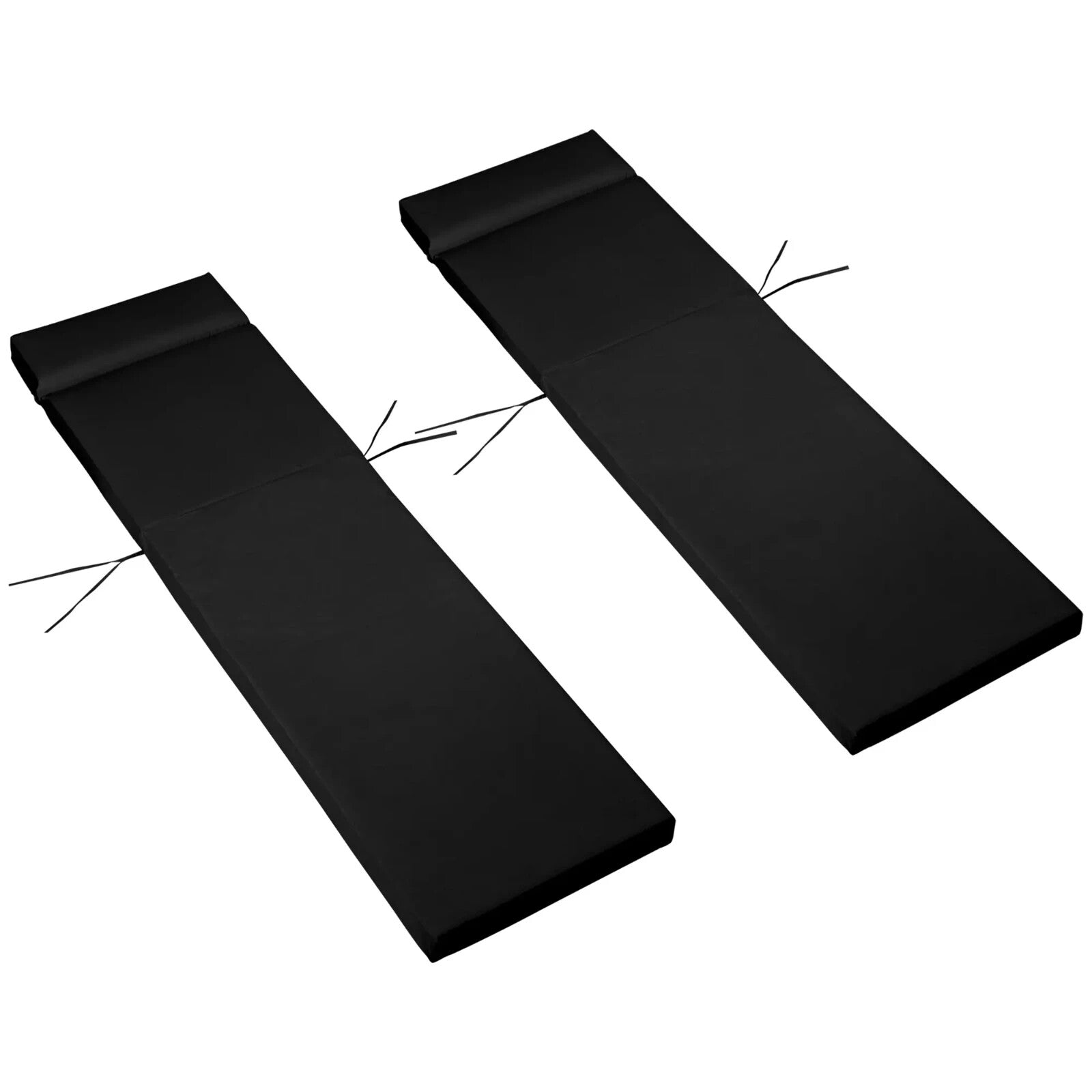 Set Of 2 Sun Lounger Cushions For Rattan Furniture With Ties Replacement Black - Home and Garden Furniture Shop - rustic - furniture