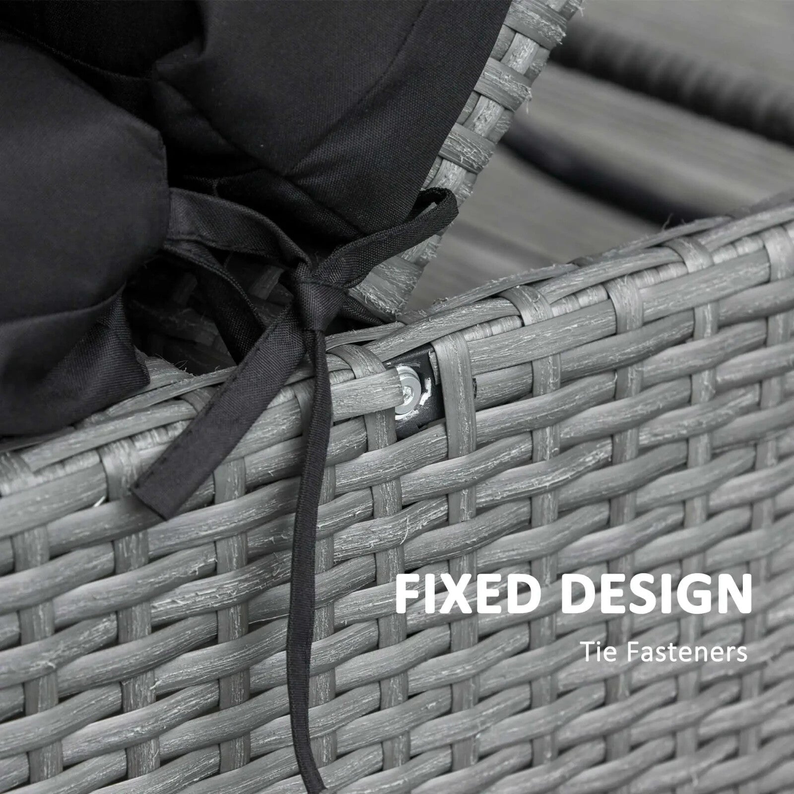 Set Of 2 Sun Lounger Cushions For Rattan Furniture With Ties Replacement Black - Home and Garden Furniture Shop - rustic - furniture