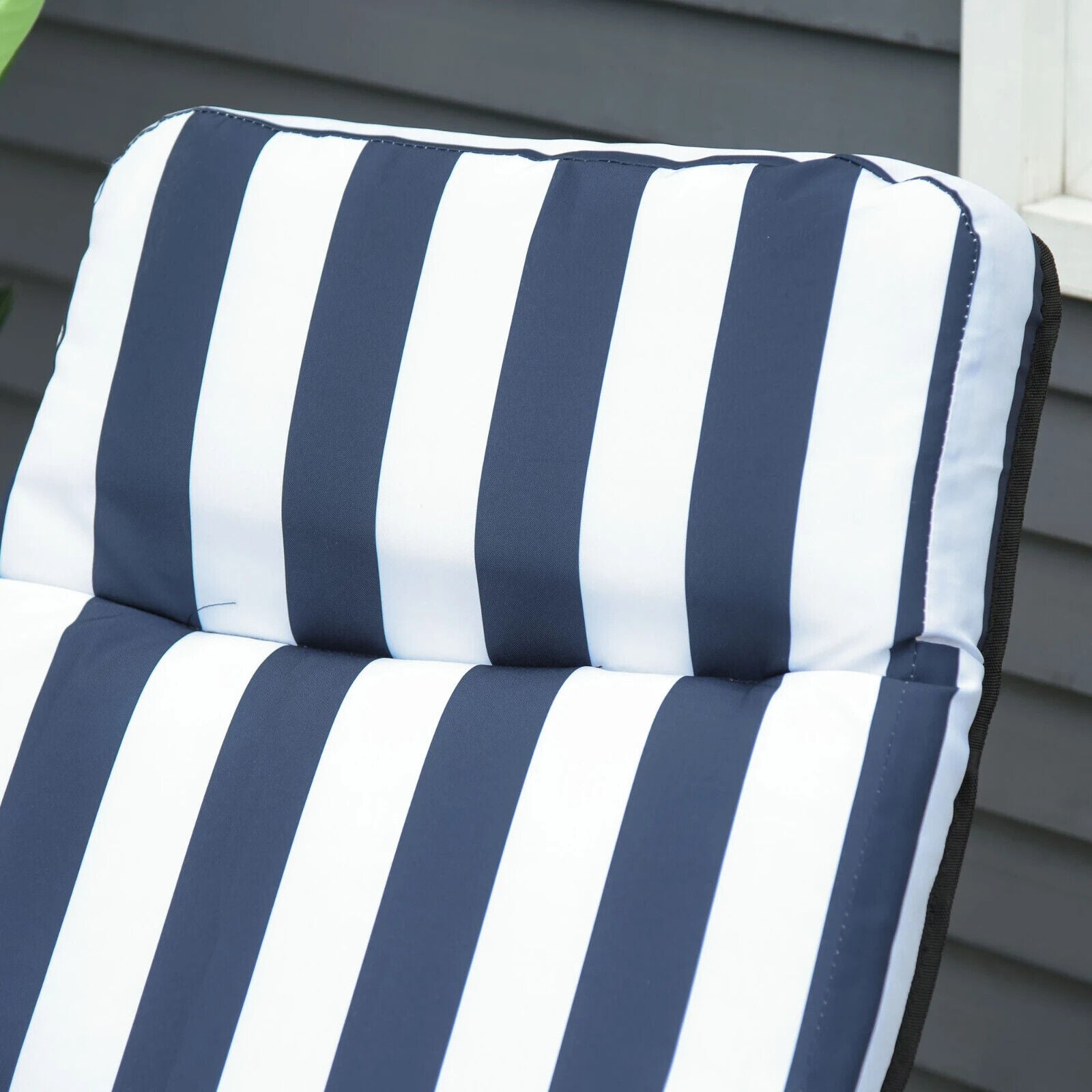 Set of 2 Sun Lounger Folding Recliner Chairs Patio Day Bed w/ Cushion Blue White - Home and Garden Furniture Shop - #rustic - furniture#