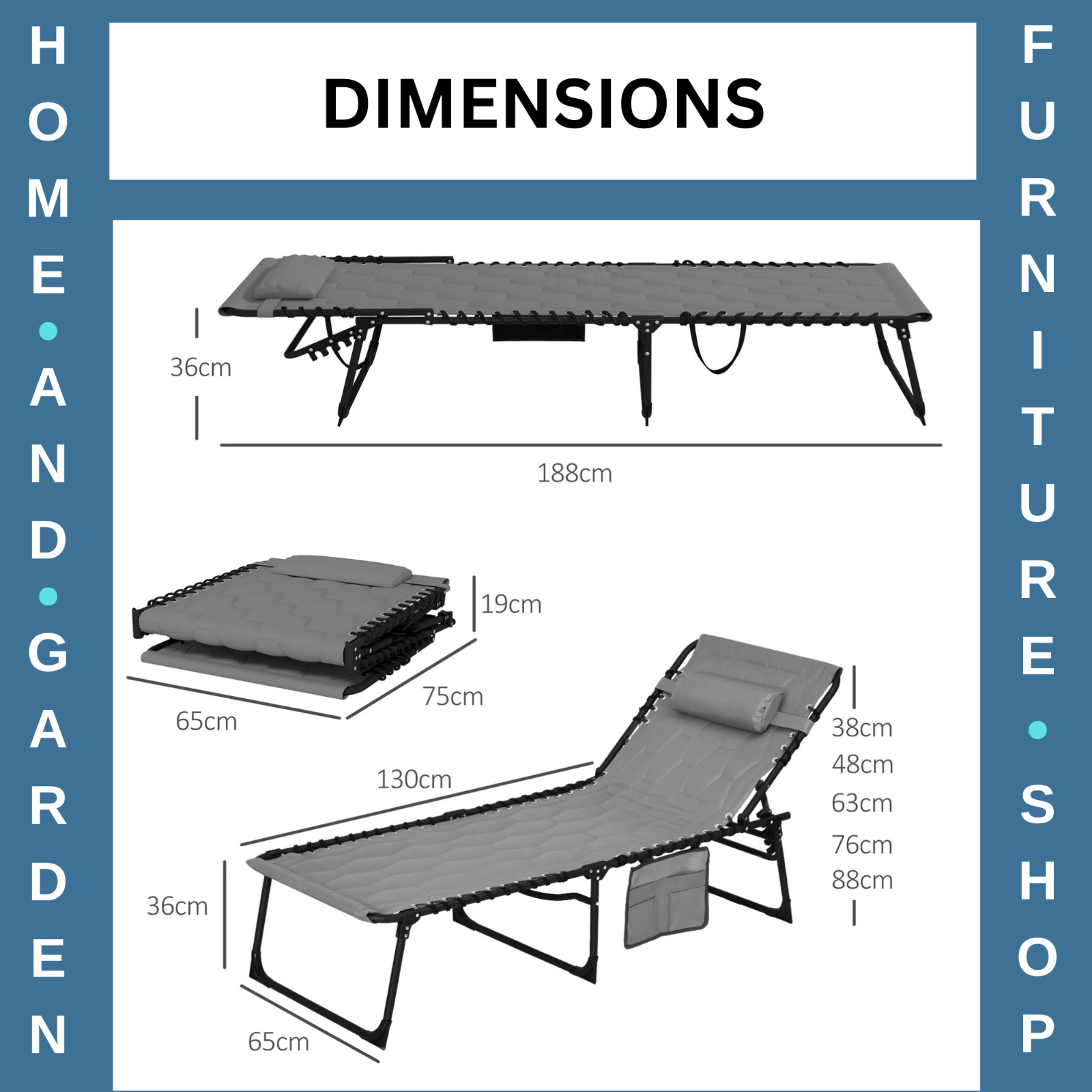 Set of 2 Sun Loungers with Padded Seats and Five - Position Reclining Backs Grey - Home and Garden Furniture Shop - rustic - furniture
