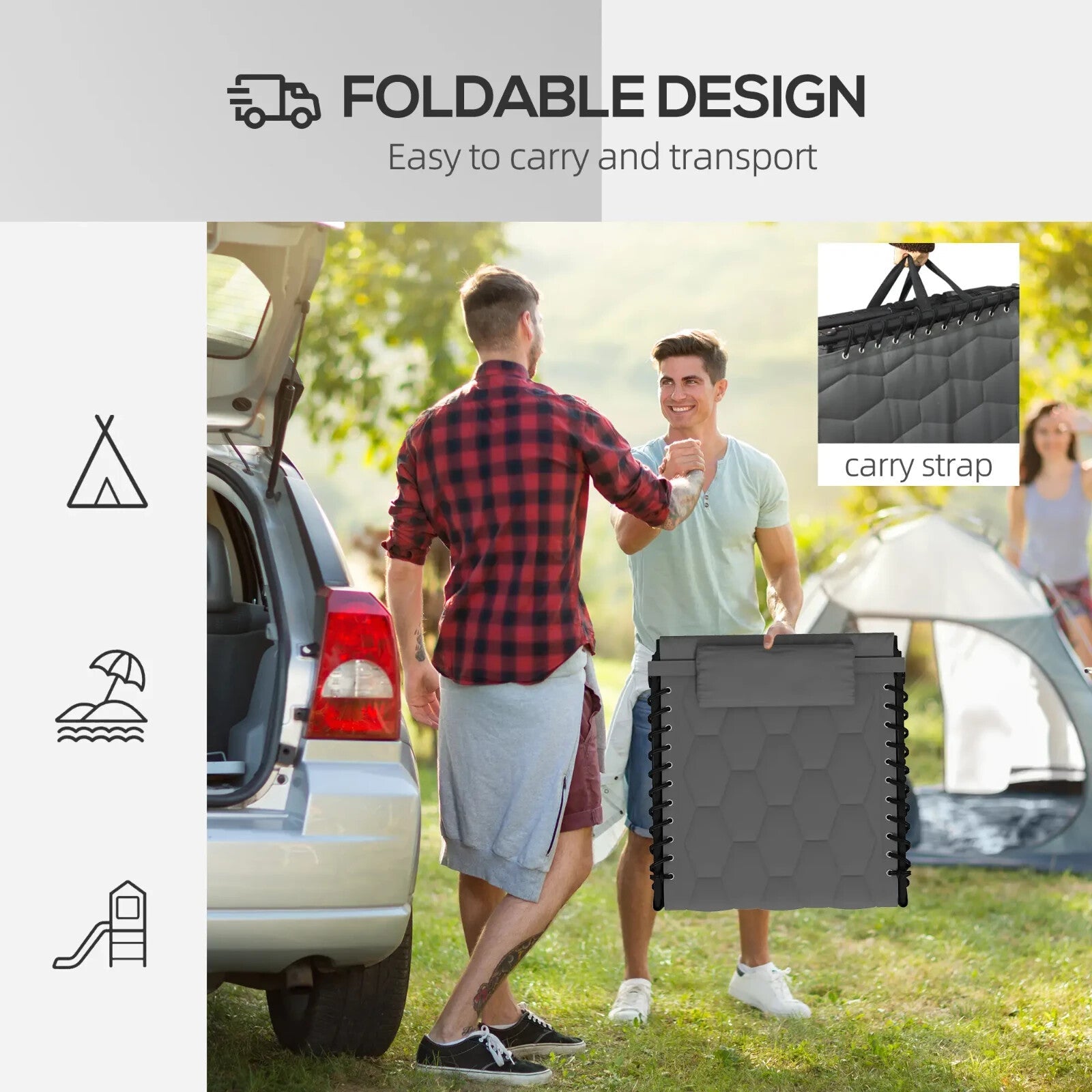 Set of 2 Sun Loungers with Padded Seats and Five - Position Reclining Backs Grey - Home and Garden Furniture Shop - rustic - furniture