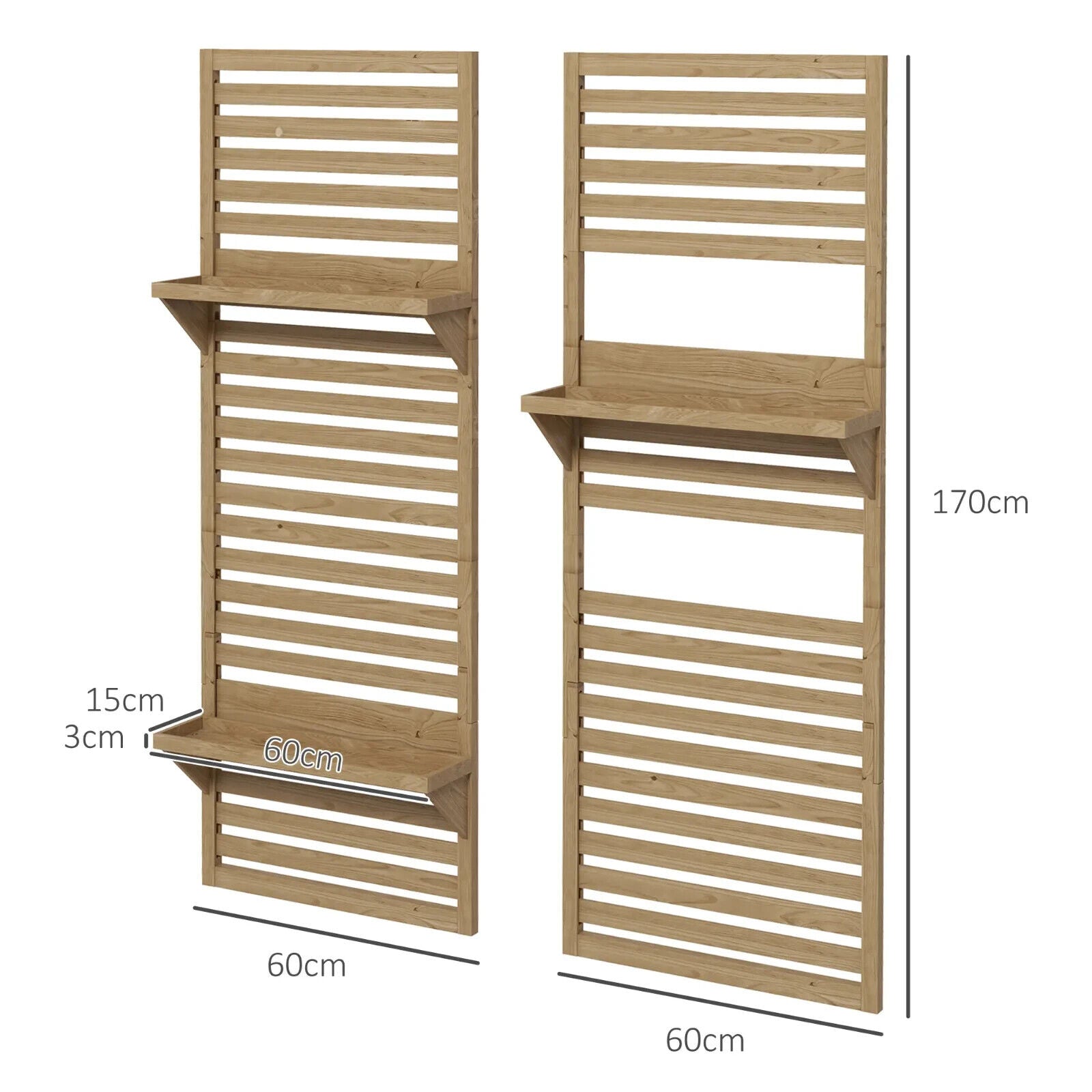 Set of 2 Wall - Mounted Plant Stands with Shelves and Slatted Trellis Garden Decor - Home and Garden Furniture Shop - #rustic - furniture#